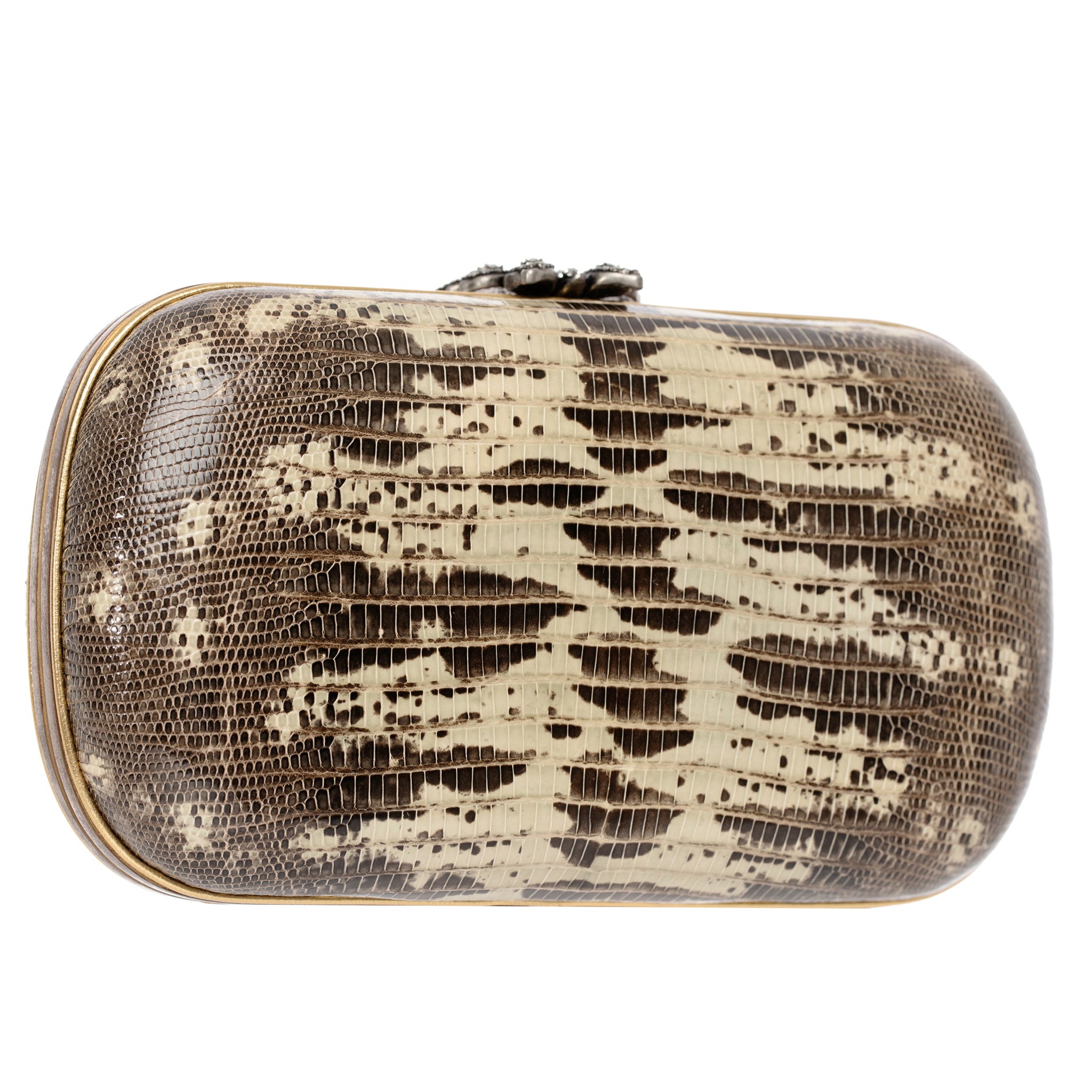 Gucci Ombre Lizard Clutch With Gold Tone Chain