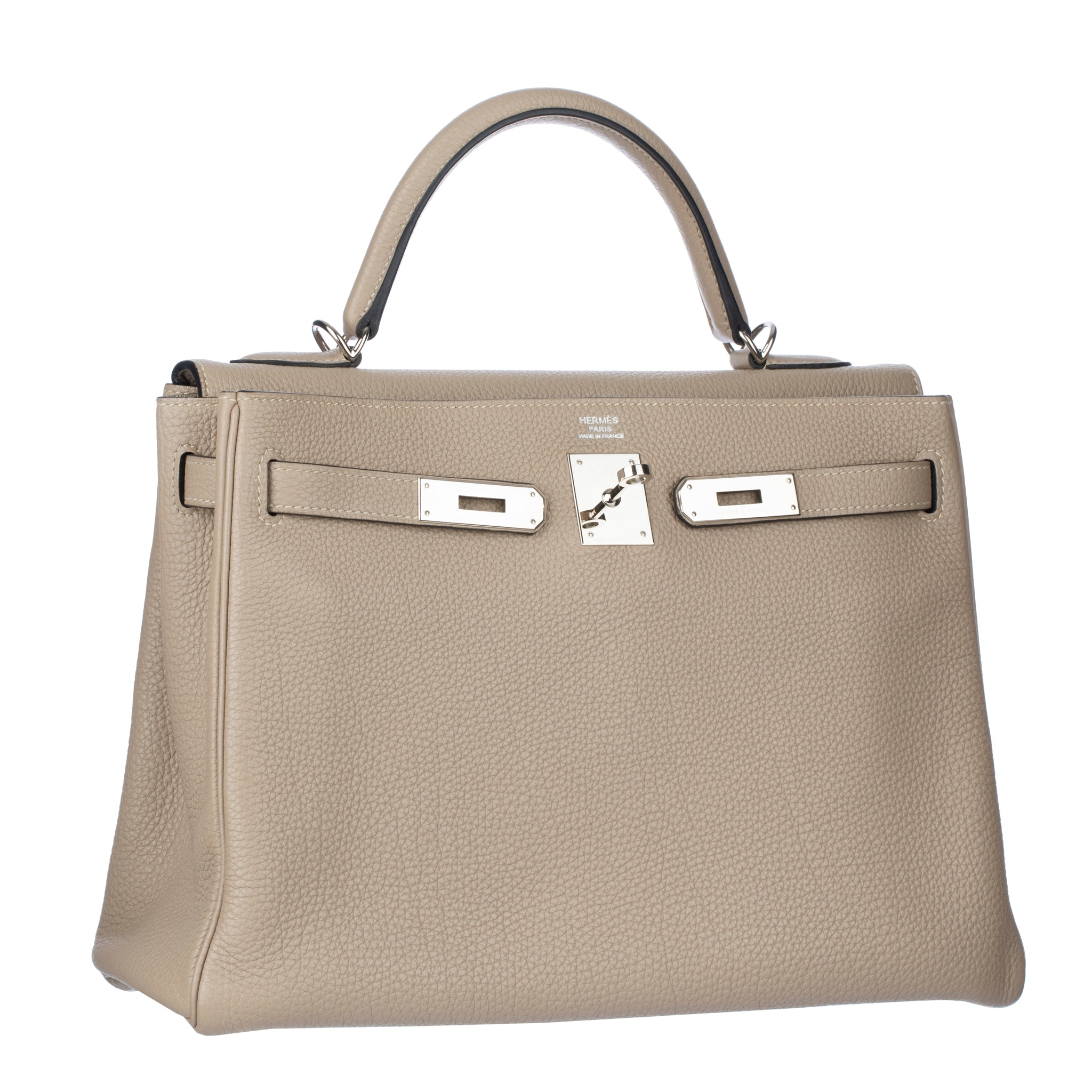 Hermes Kelly 32cm Retourne Gris Tourterelle Togo Leather Palladium Hardware