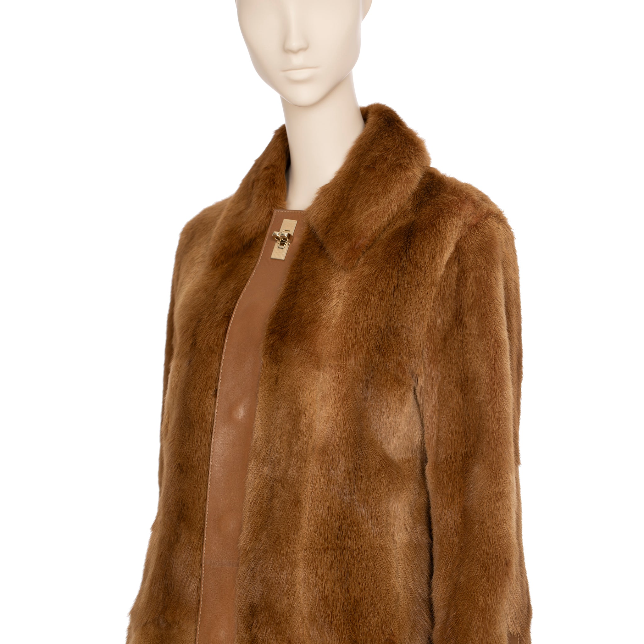 Bally Brown Fur Trench Coat 36 FR