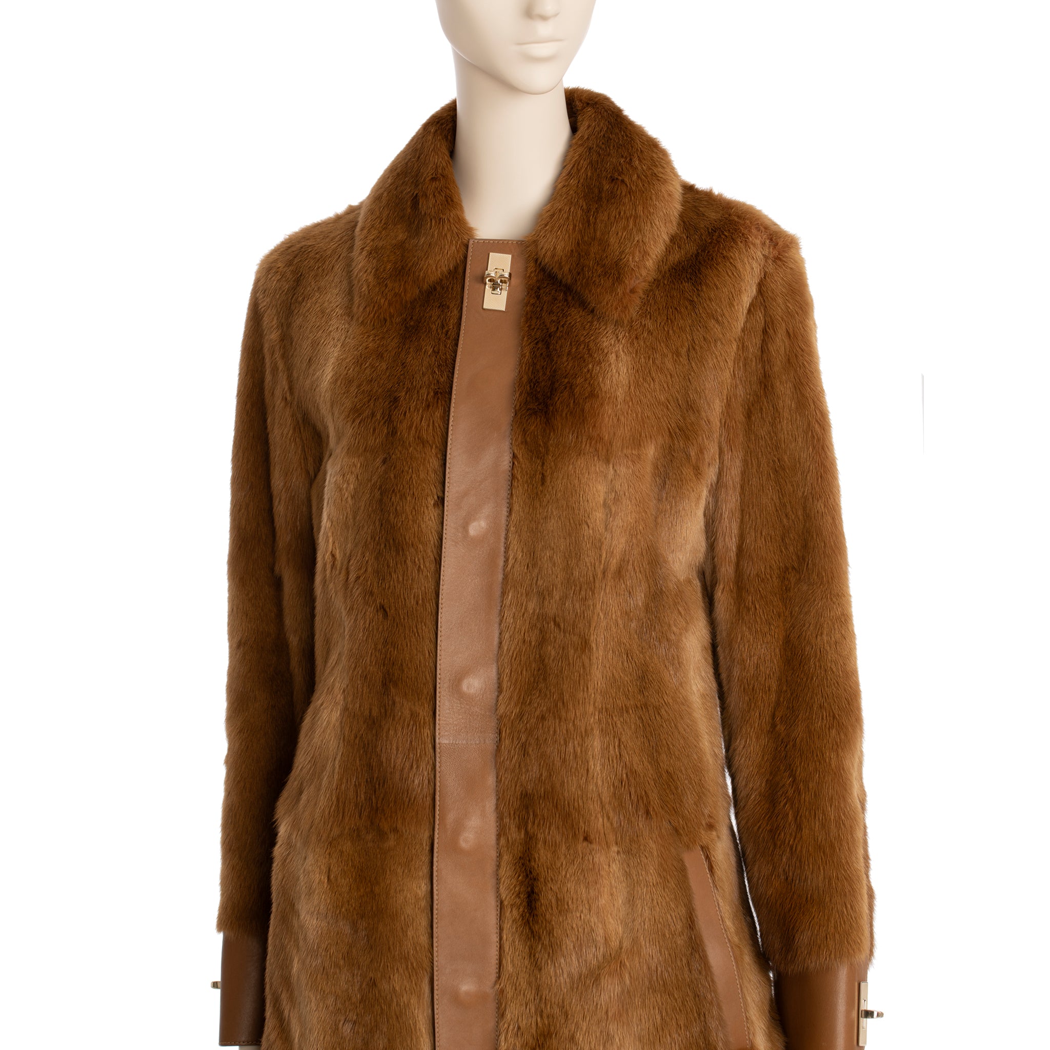 Bally Brown Fur Trench Coat 36 FR