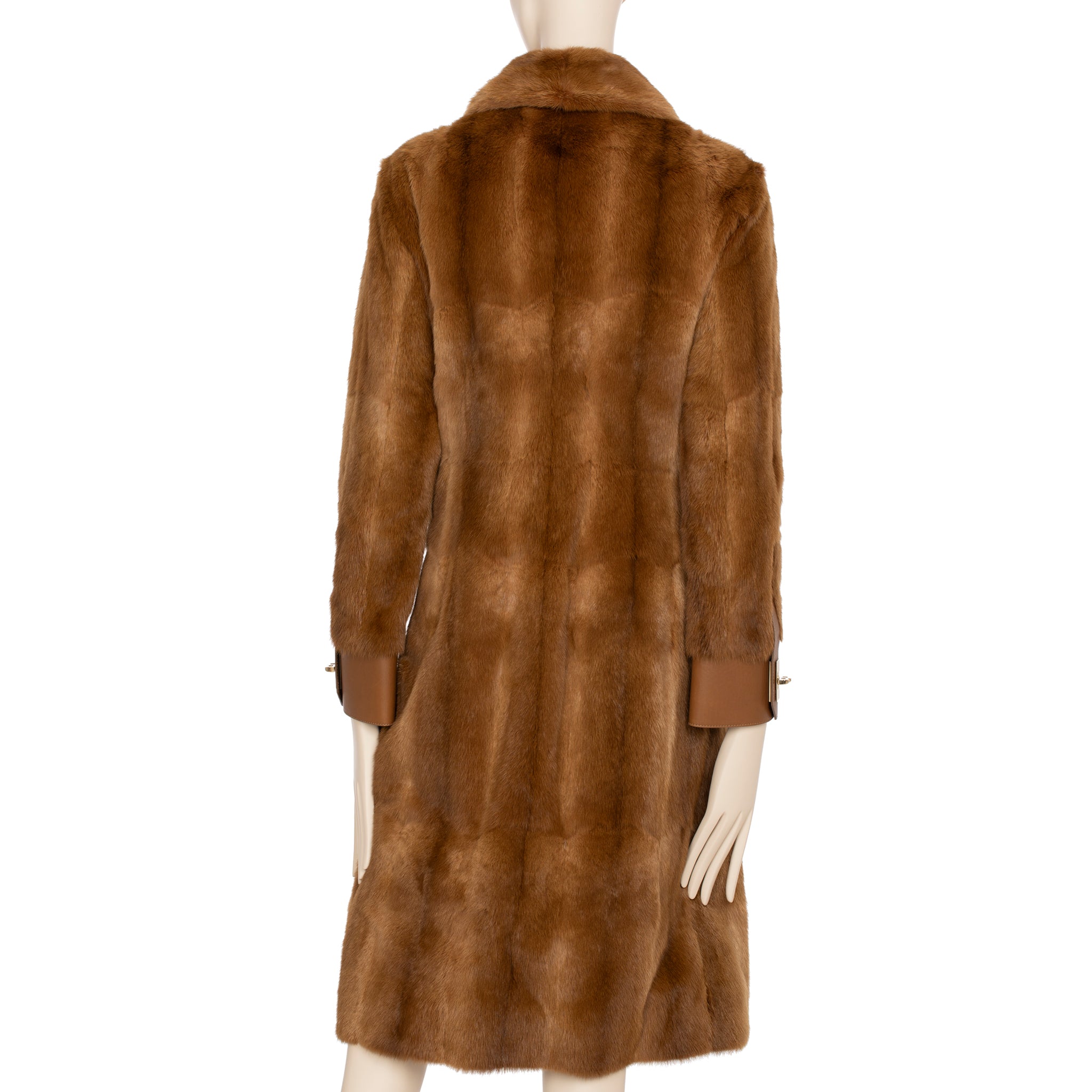 Bally Brown Fur Trench Coat 36 FR