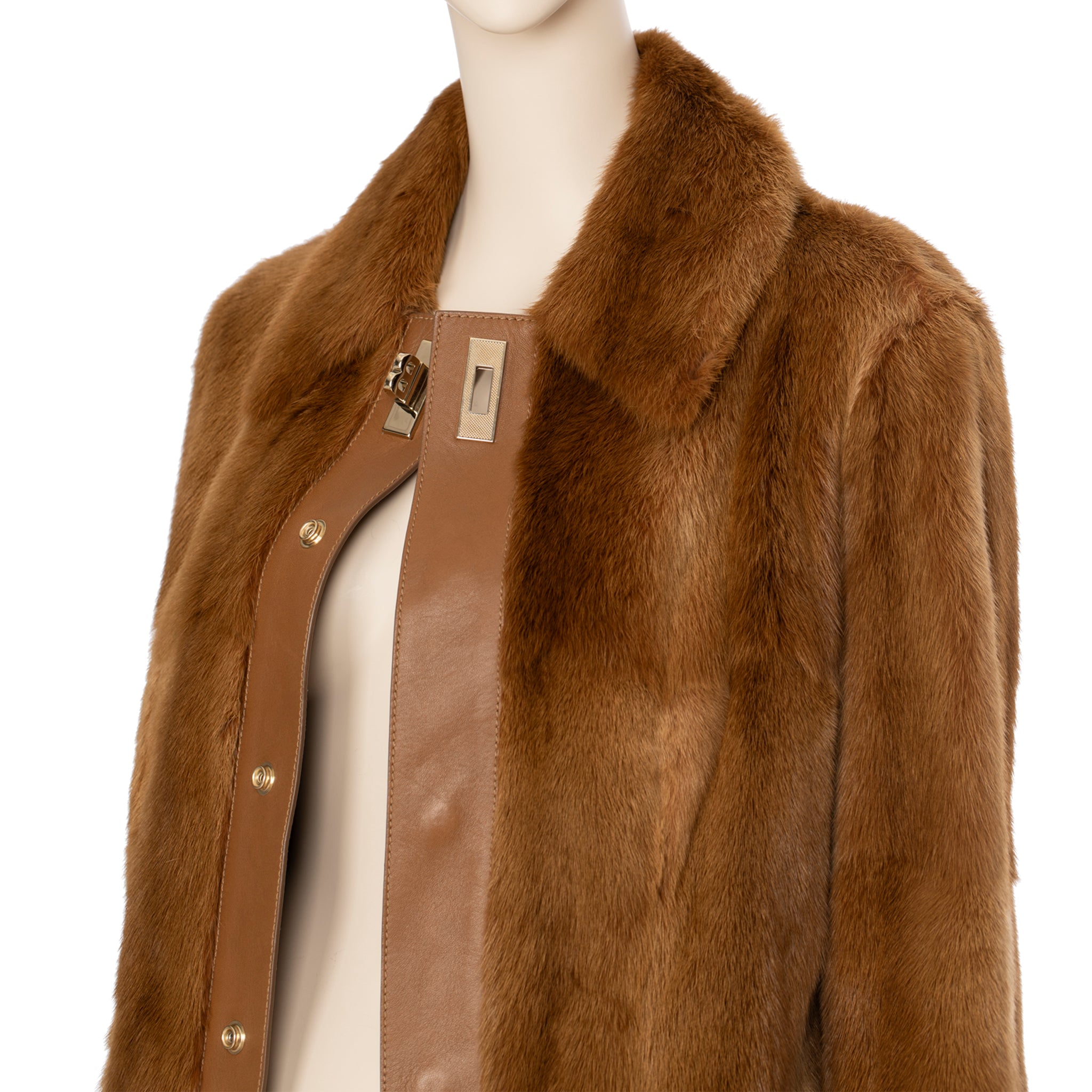 Bally Brown Fur Trench Coat 36 FR