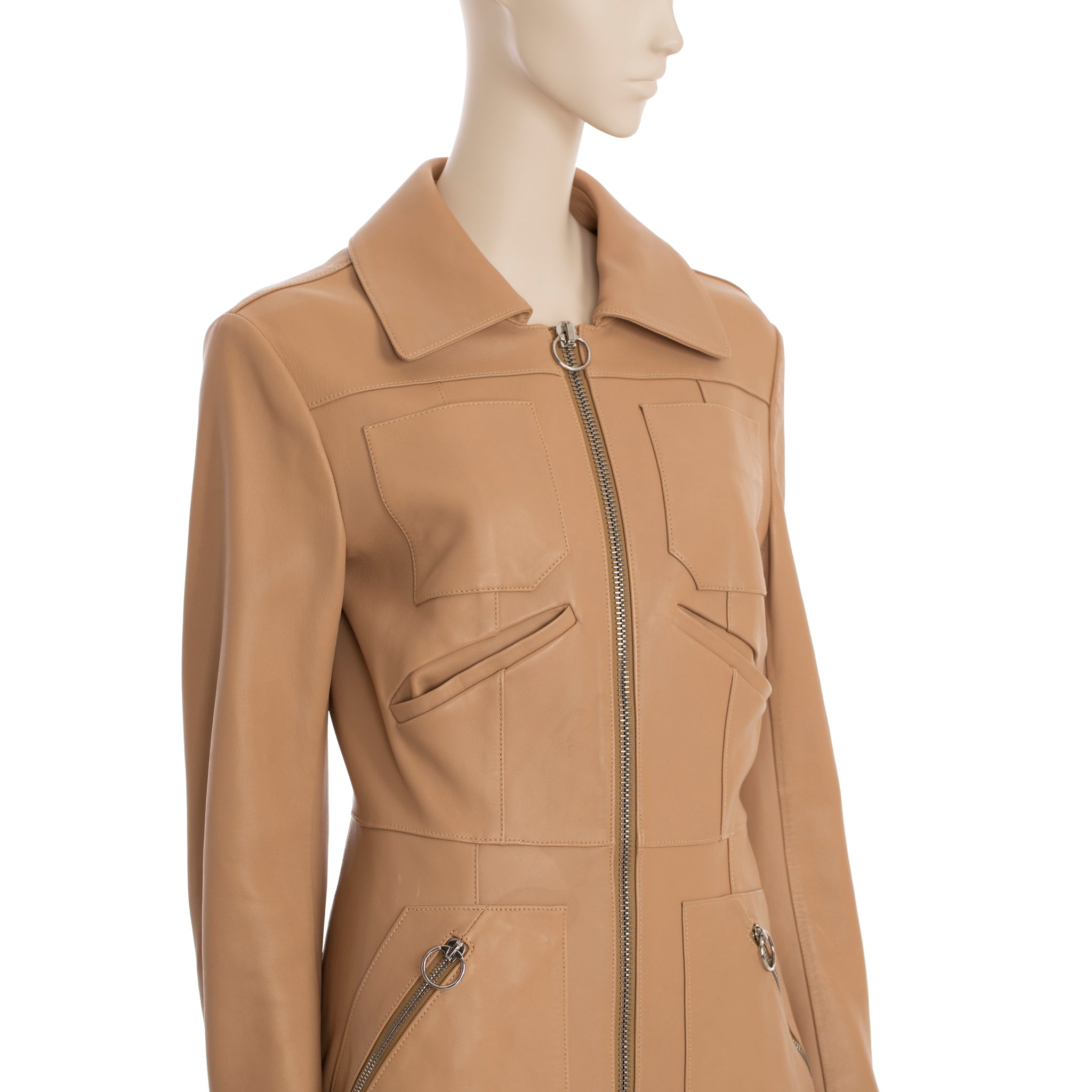 Bally Camel Leather Trench With Zip 36 FR