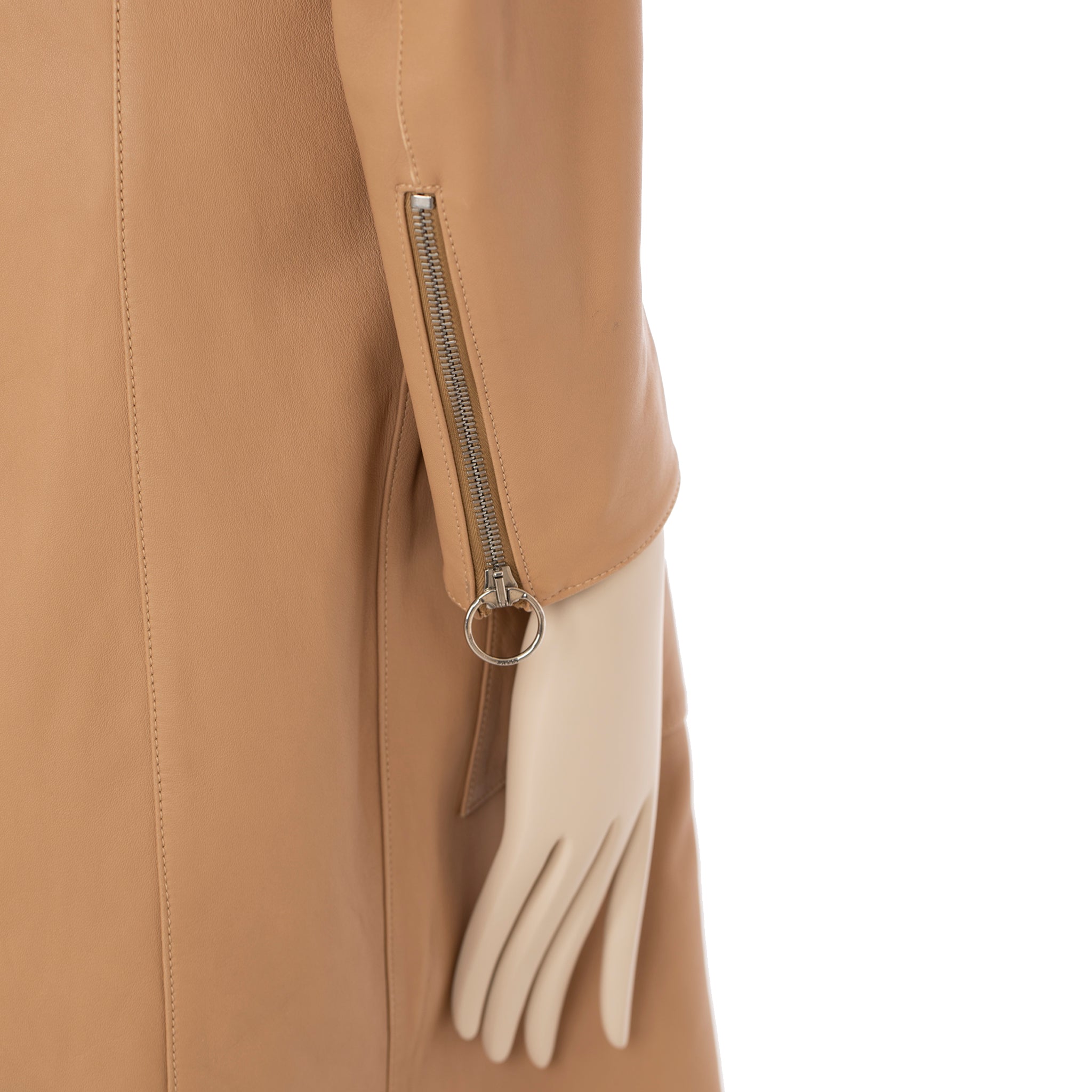 Bally Camel Leather Trench With Zip 36 FR