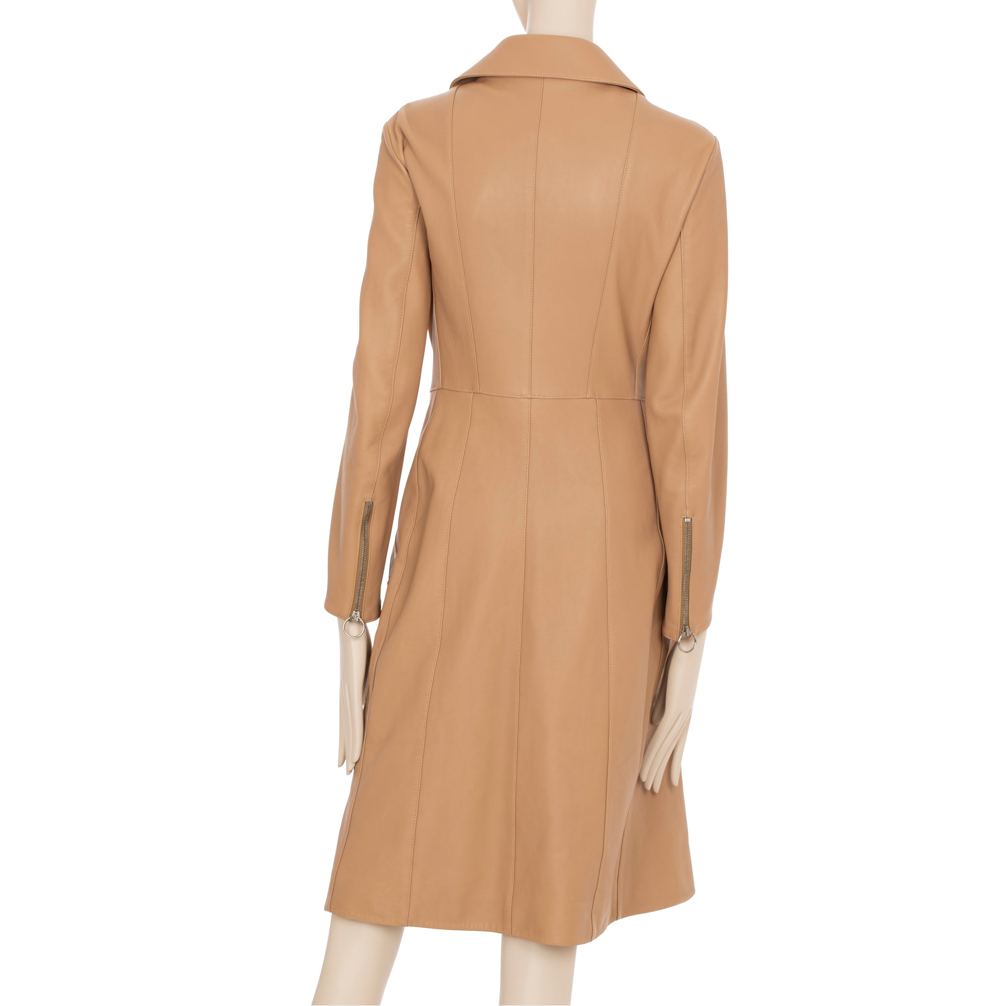 Bally Camel Leather Trench With Zip 36 FR