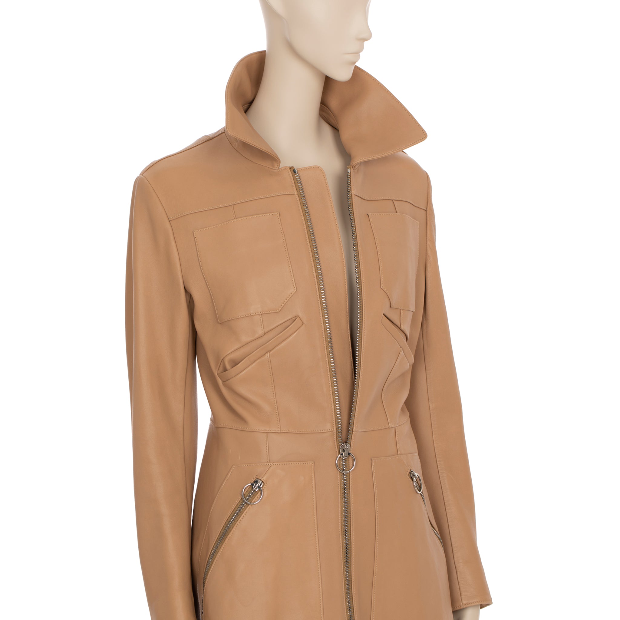 Bally Camel Leather Trench With Zip 36 FR