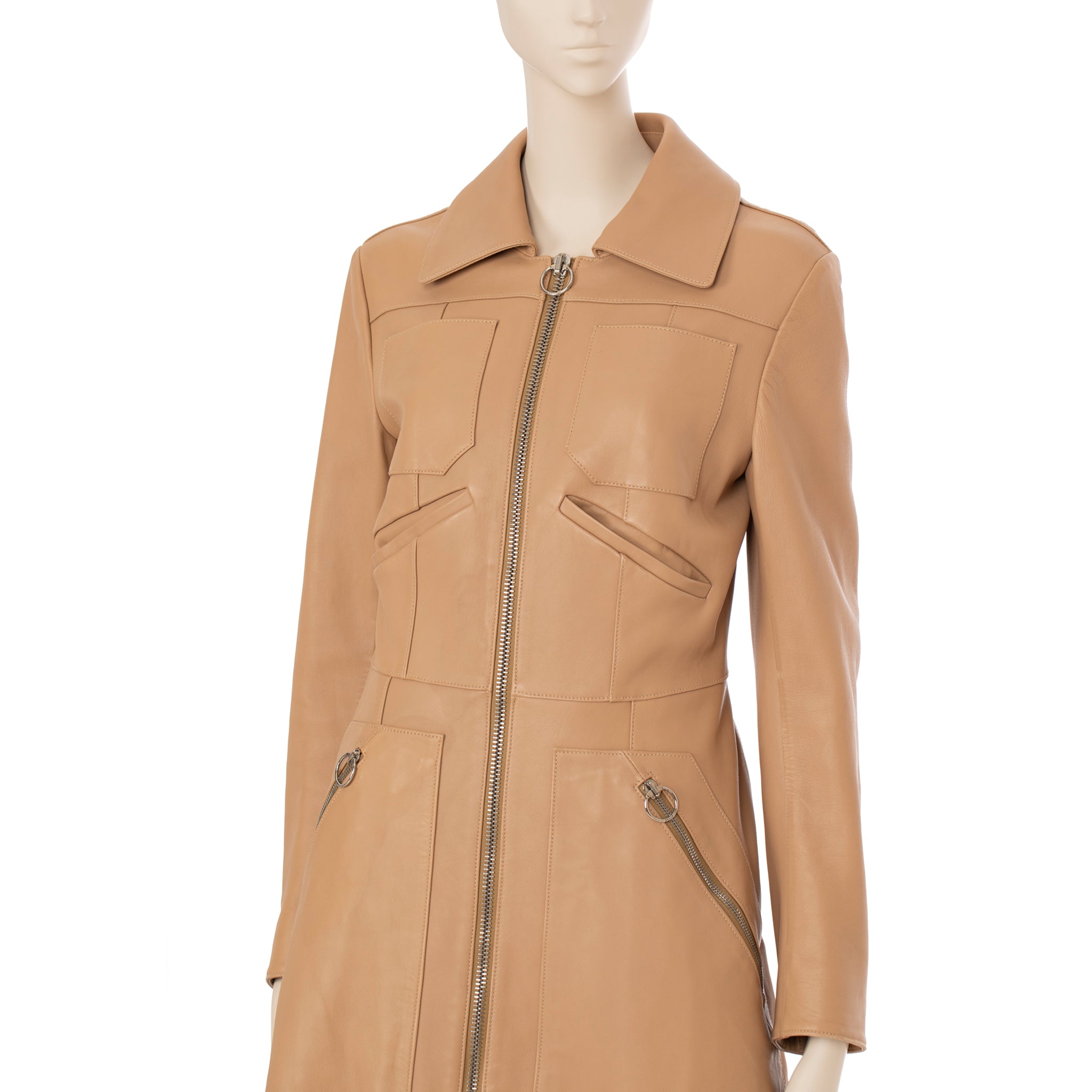 Bally Camel Leather Trench With Zip 36 FR