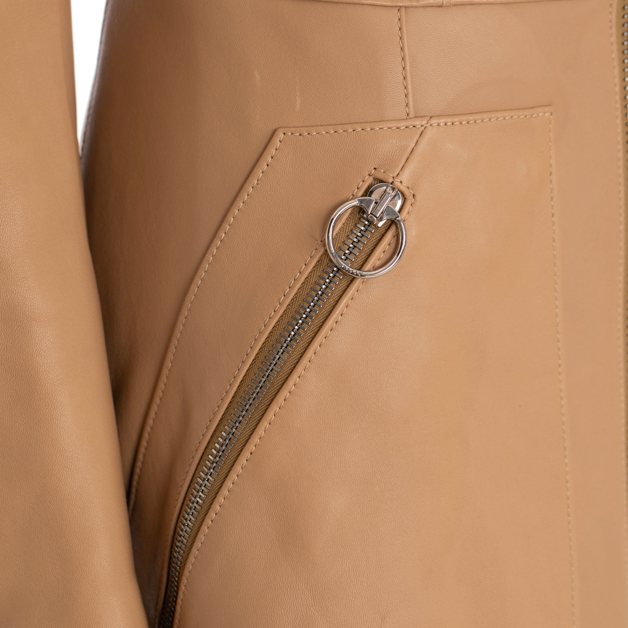 Bally Camel Leather Trench With Zip 36 FR