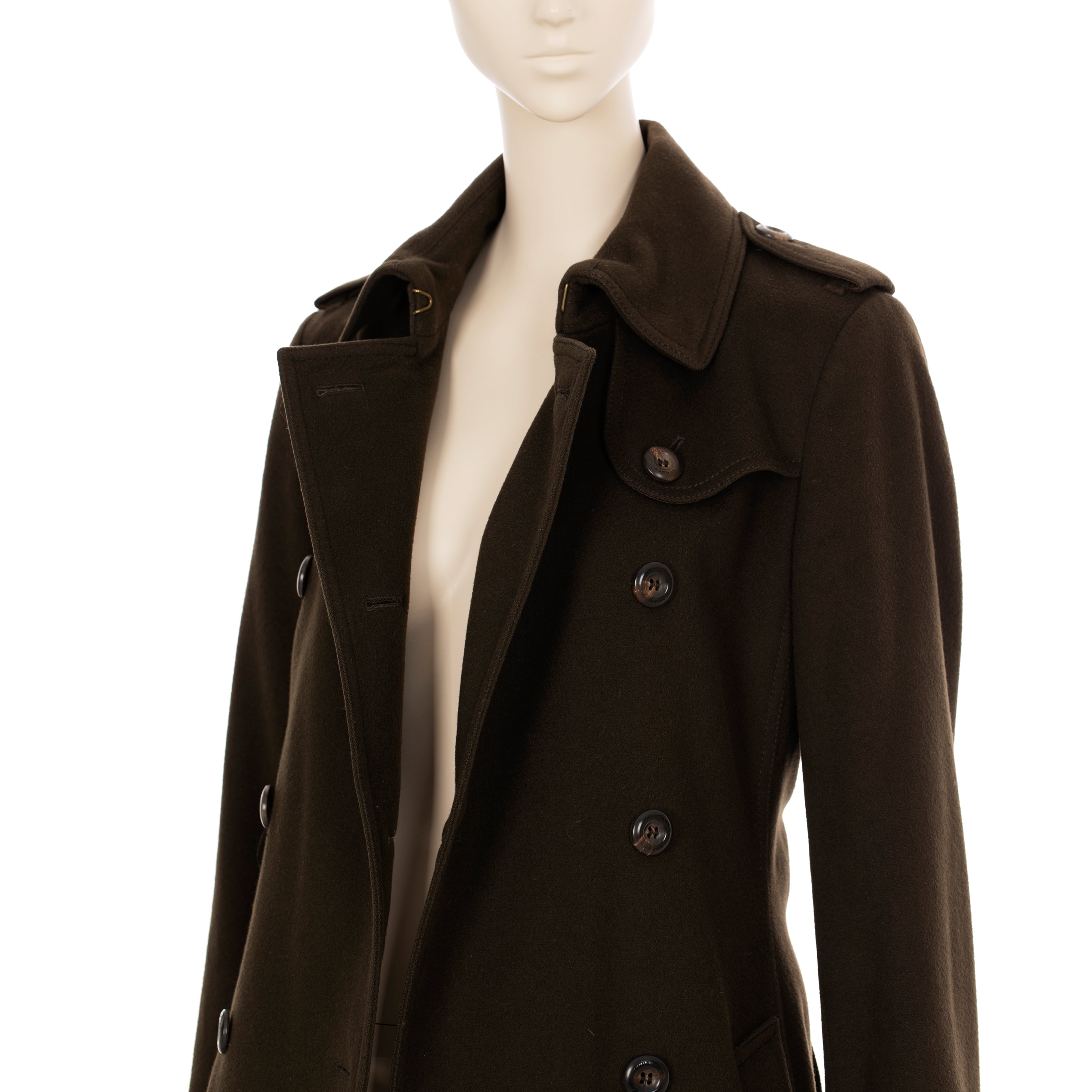 Burberry Chocolate Wool & Cashmere Trench Coat 38 IT