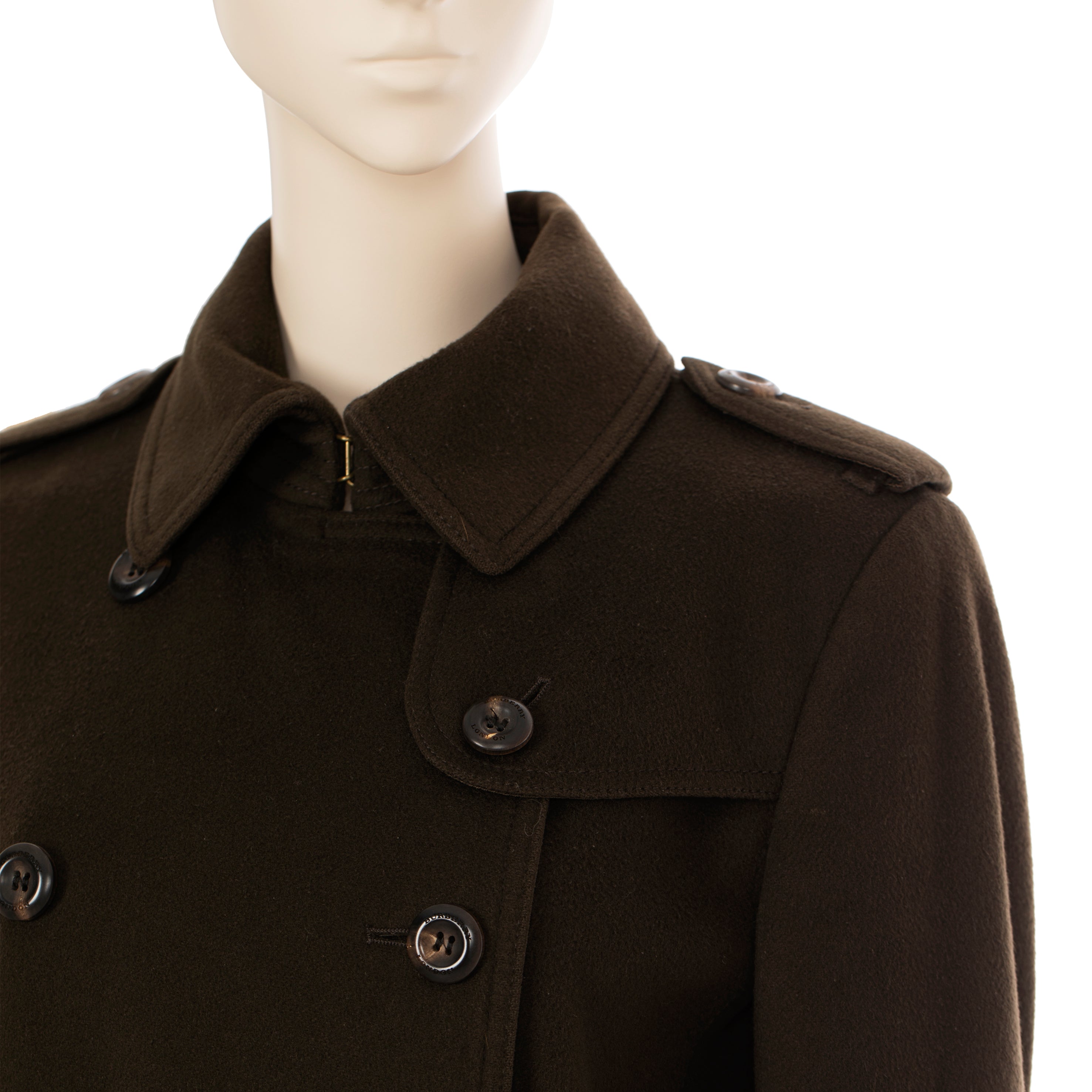 Burberry Chocolate Wool & Cashmere Trench Coat 38 IT