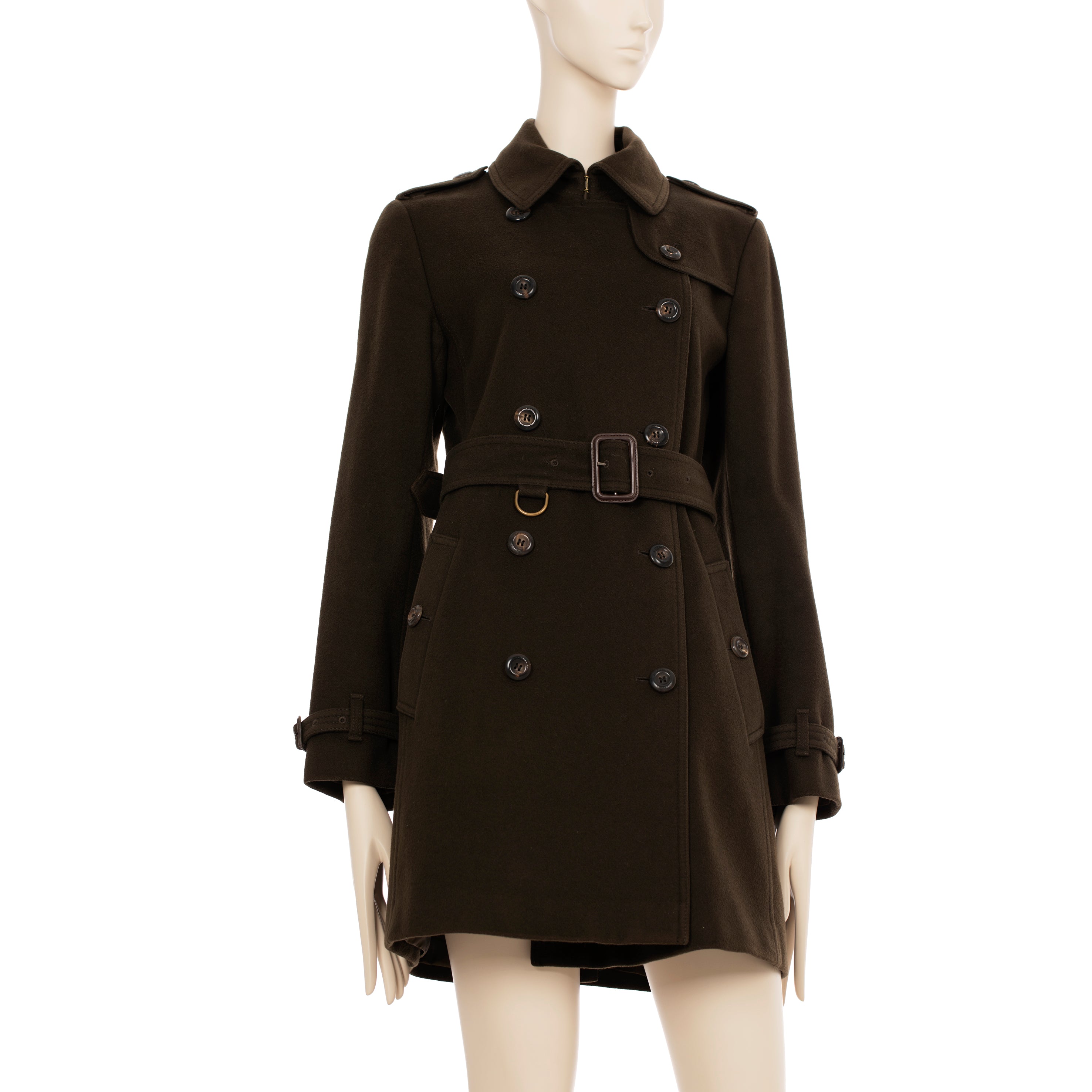 Burberry Chocolate Wool & Cashmere Trench Coat 38 IT