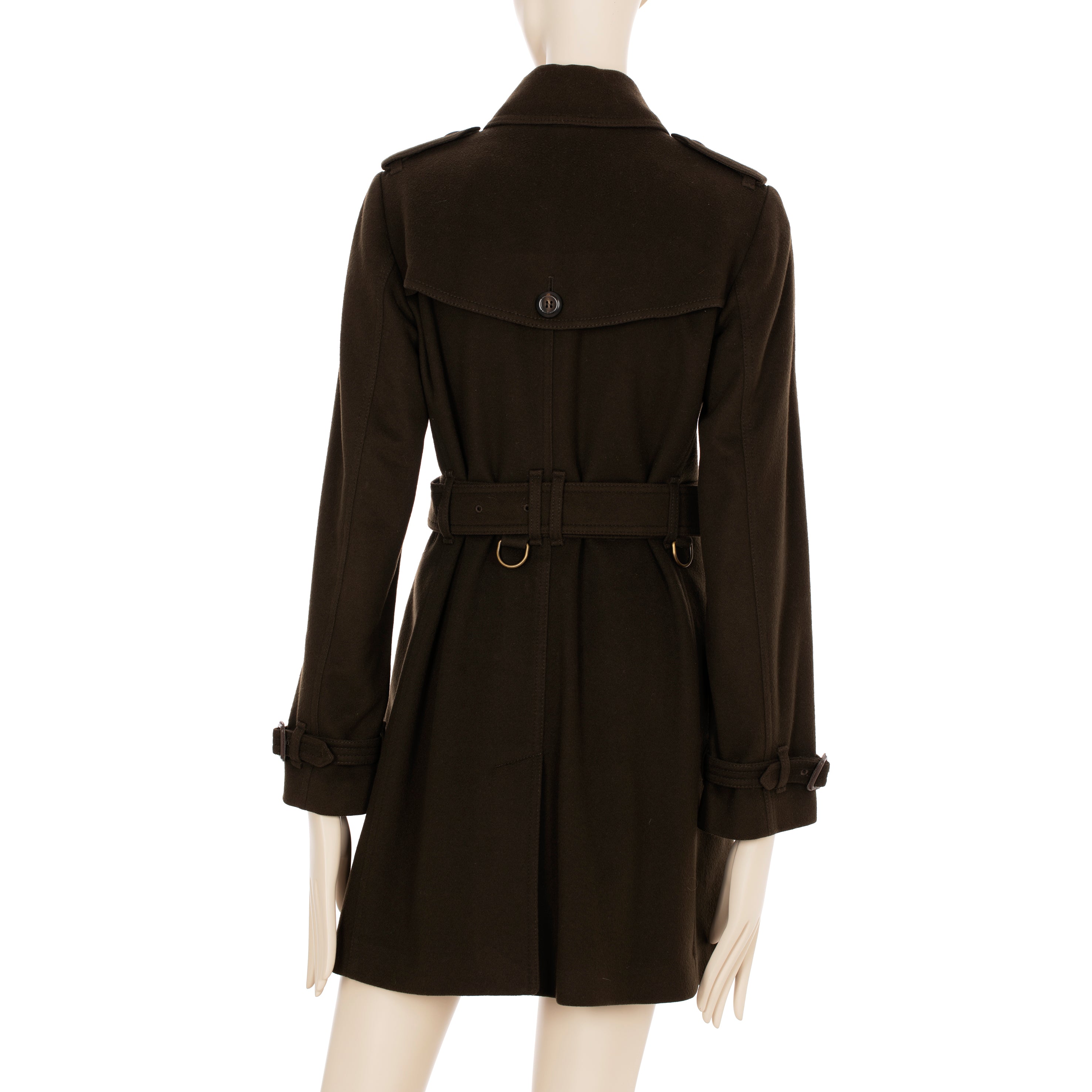 Burberry Chocolate Wool & Cashmere Trench Coat 38 IT