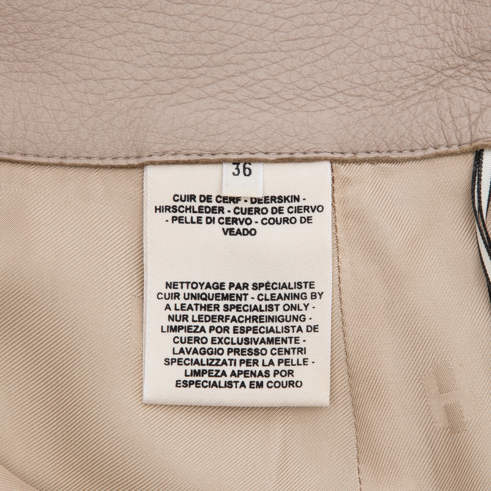 Hermes Beige Leather Skirt With Palladium Details 36 FR