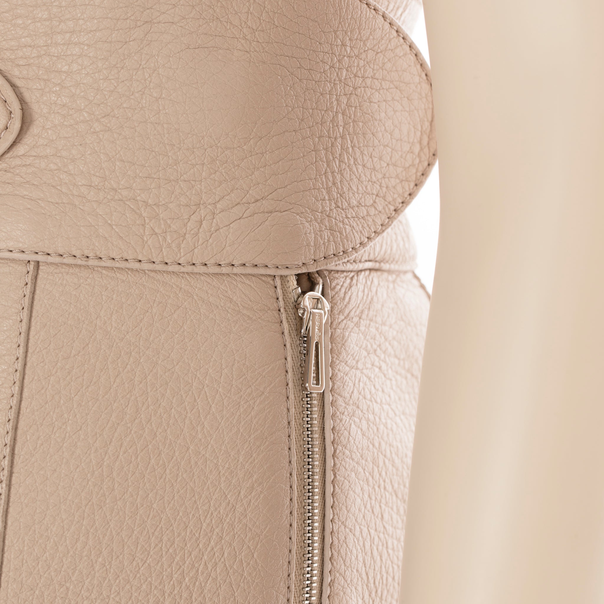 Hermes Beige Leather Skirt With Palladium Details 36 FR