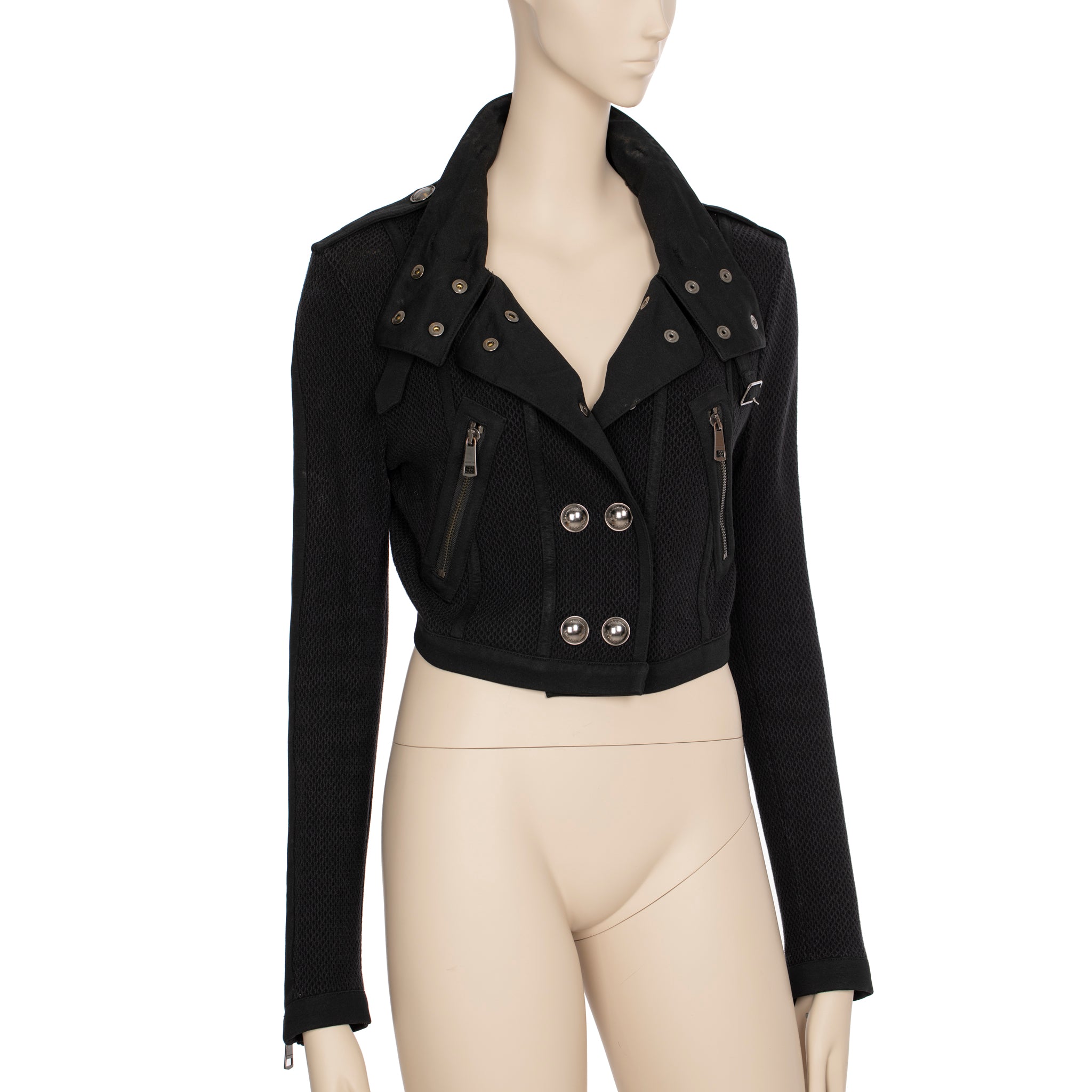 Burberry Cropped Black Mesh Jacket 38 IT