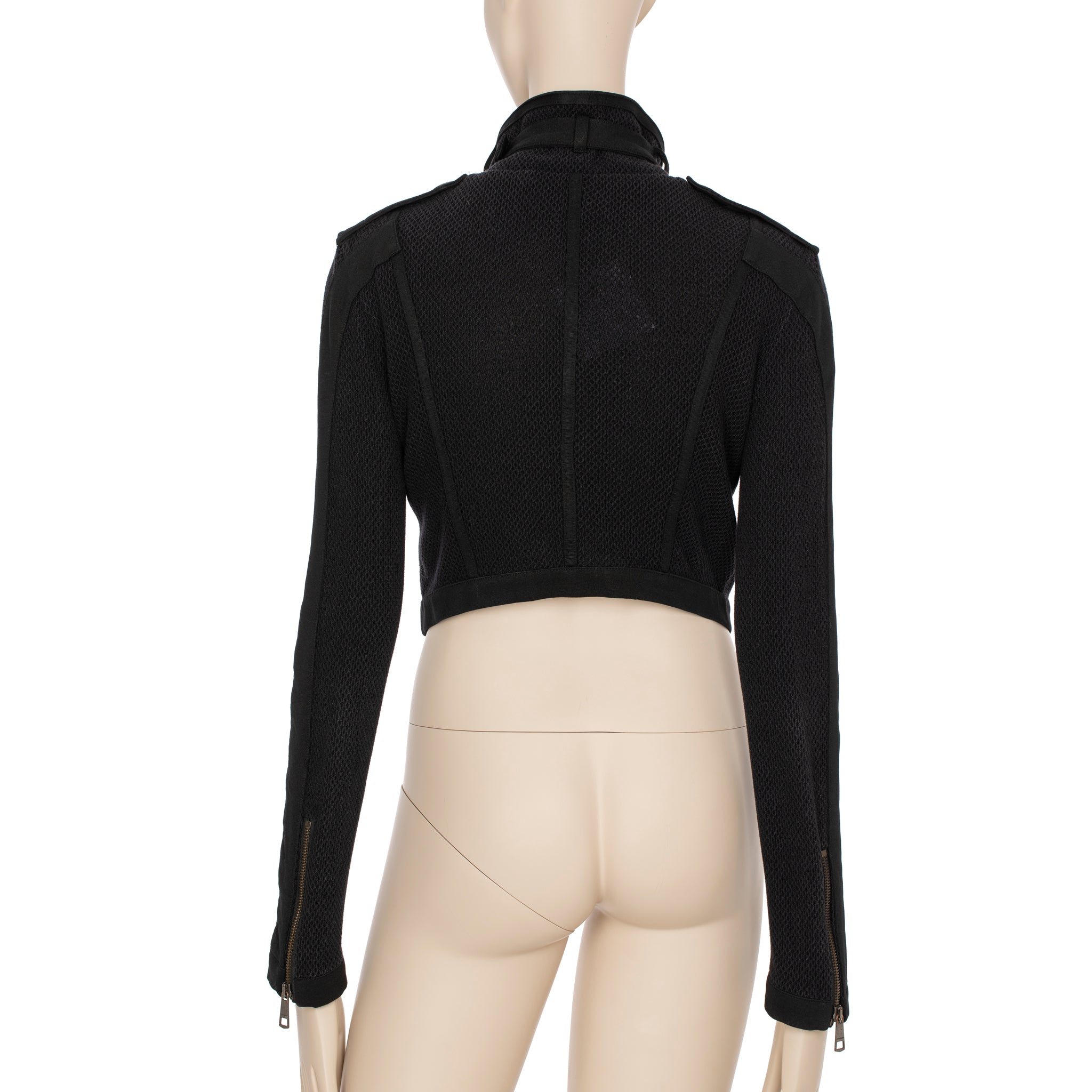 Burberry Cropped Black Mesh Jacket 38 IT