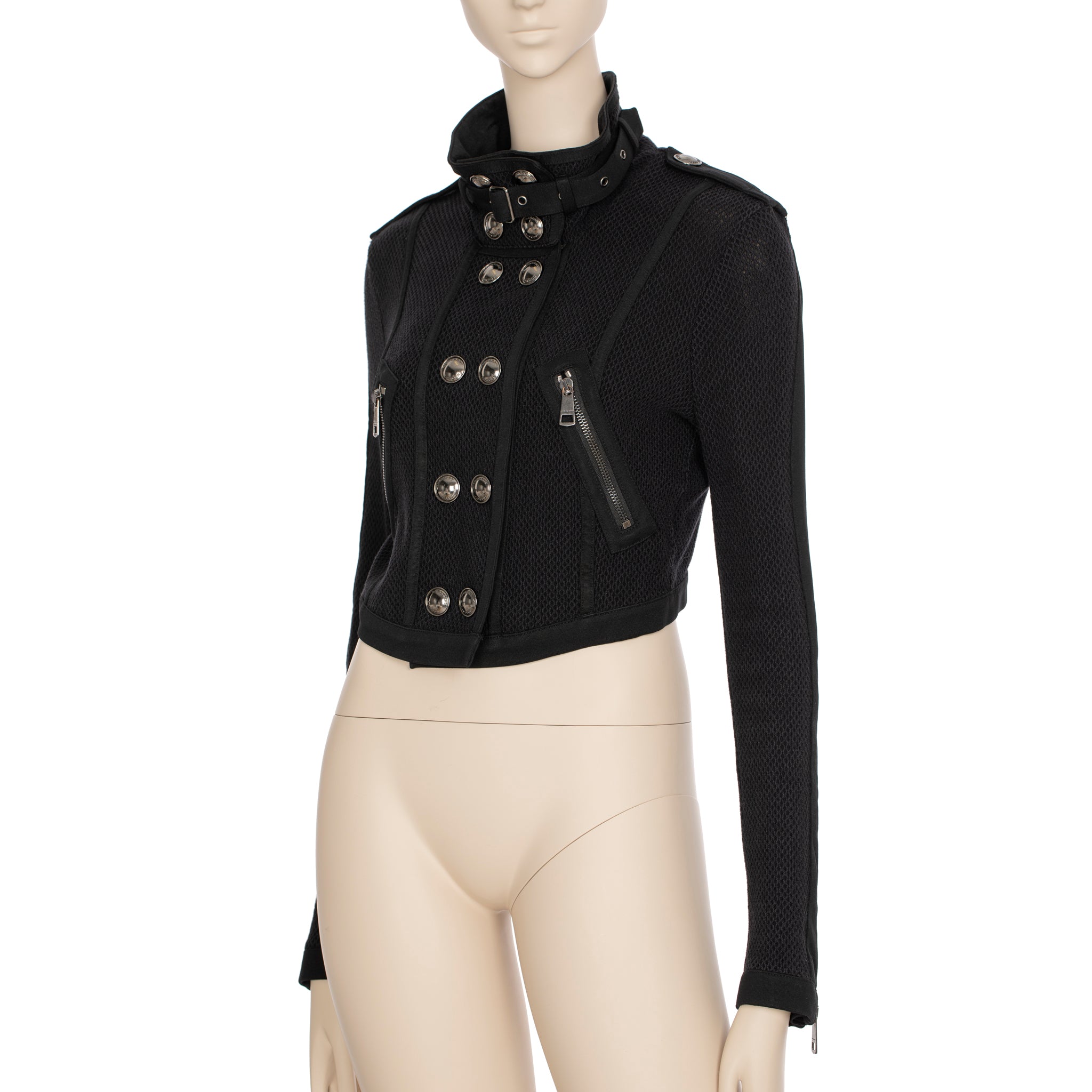 Burberry Cropped Black Mesh Jacket 38 IT