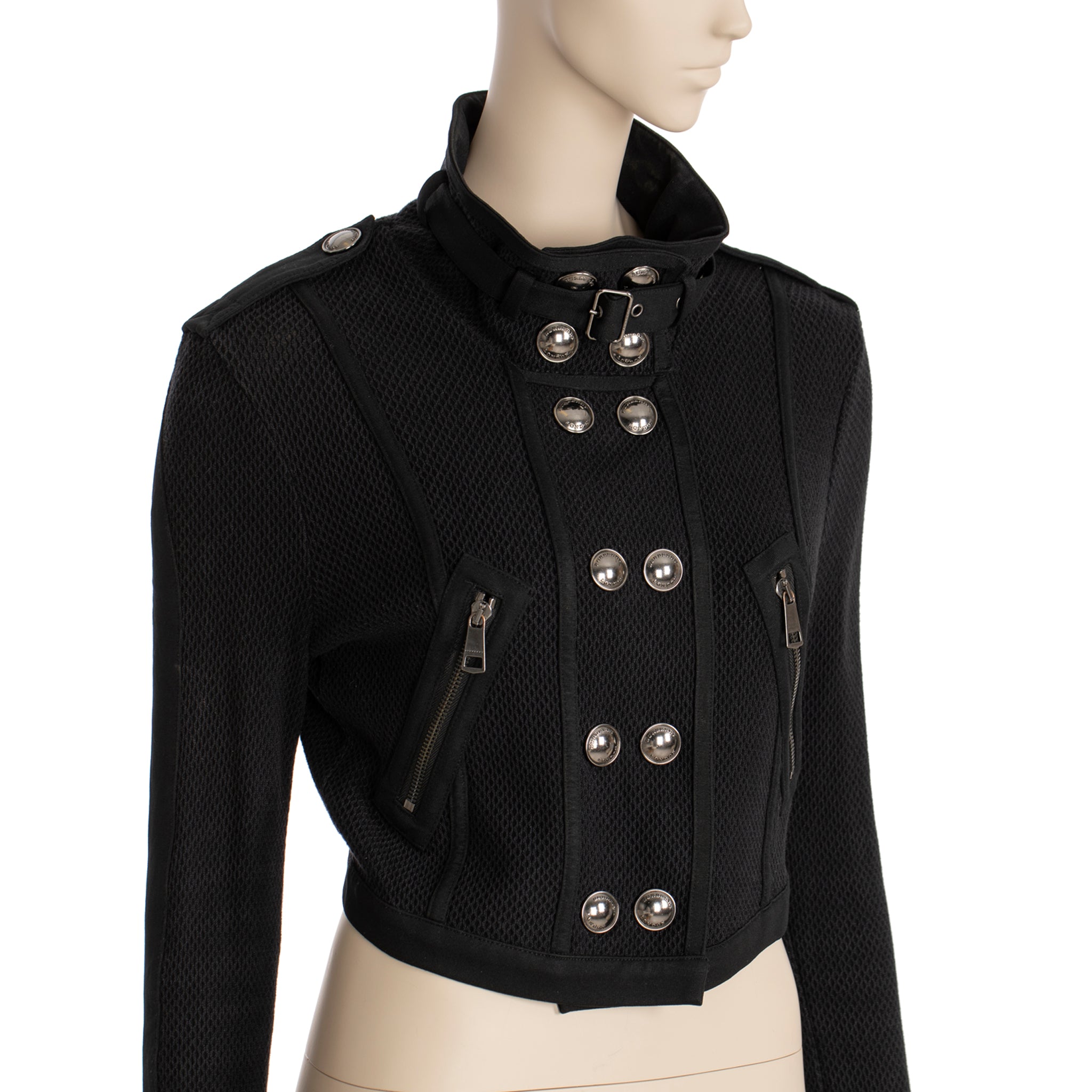 Burberry Cropped Black Mesh Jacket 38 IT