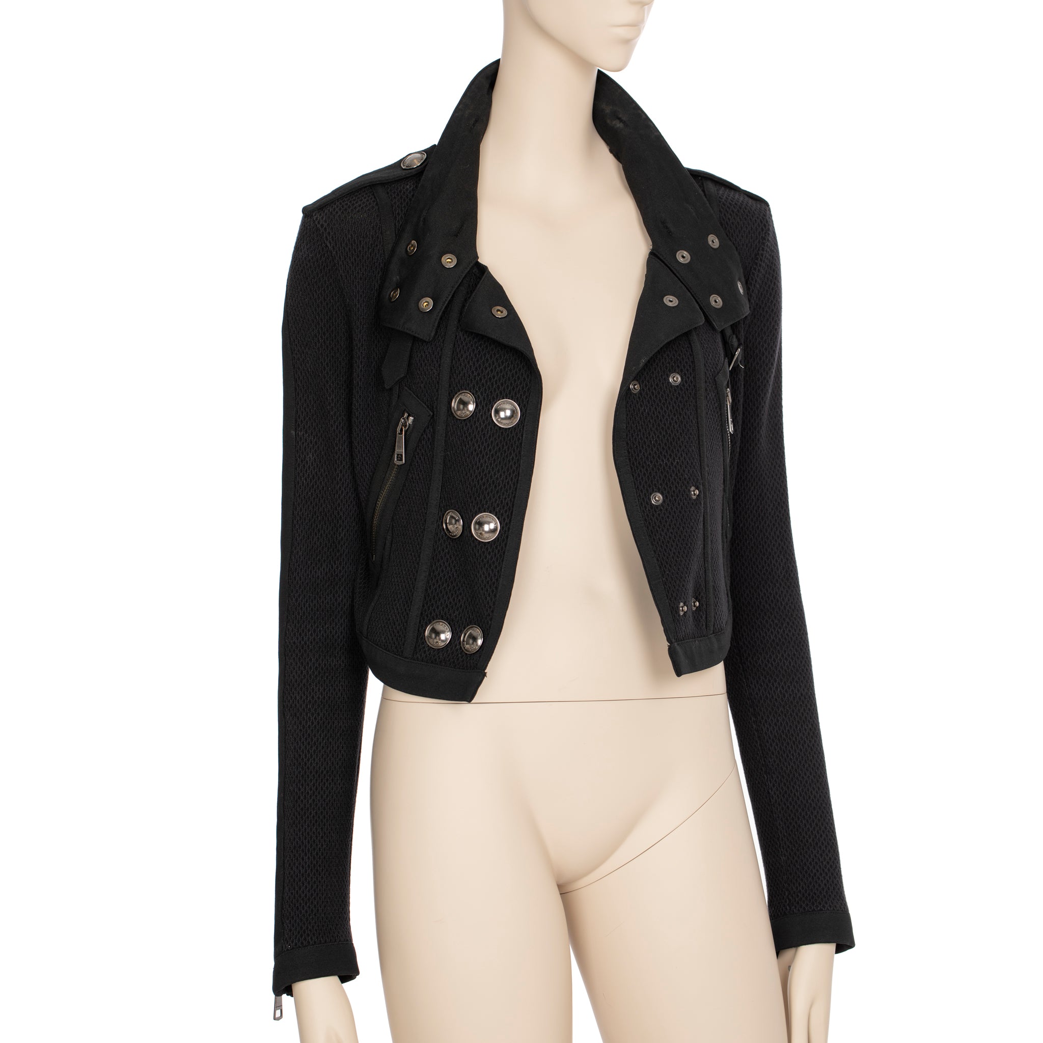 Burberry Cropped Black Mesh Jacket 38 IT