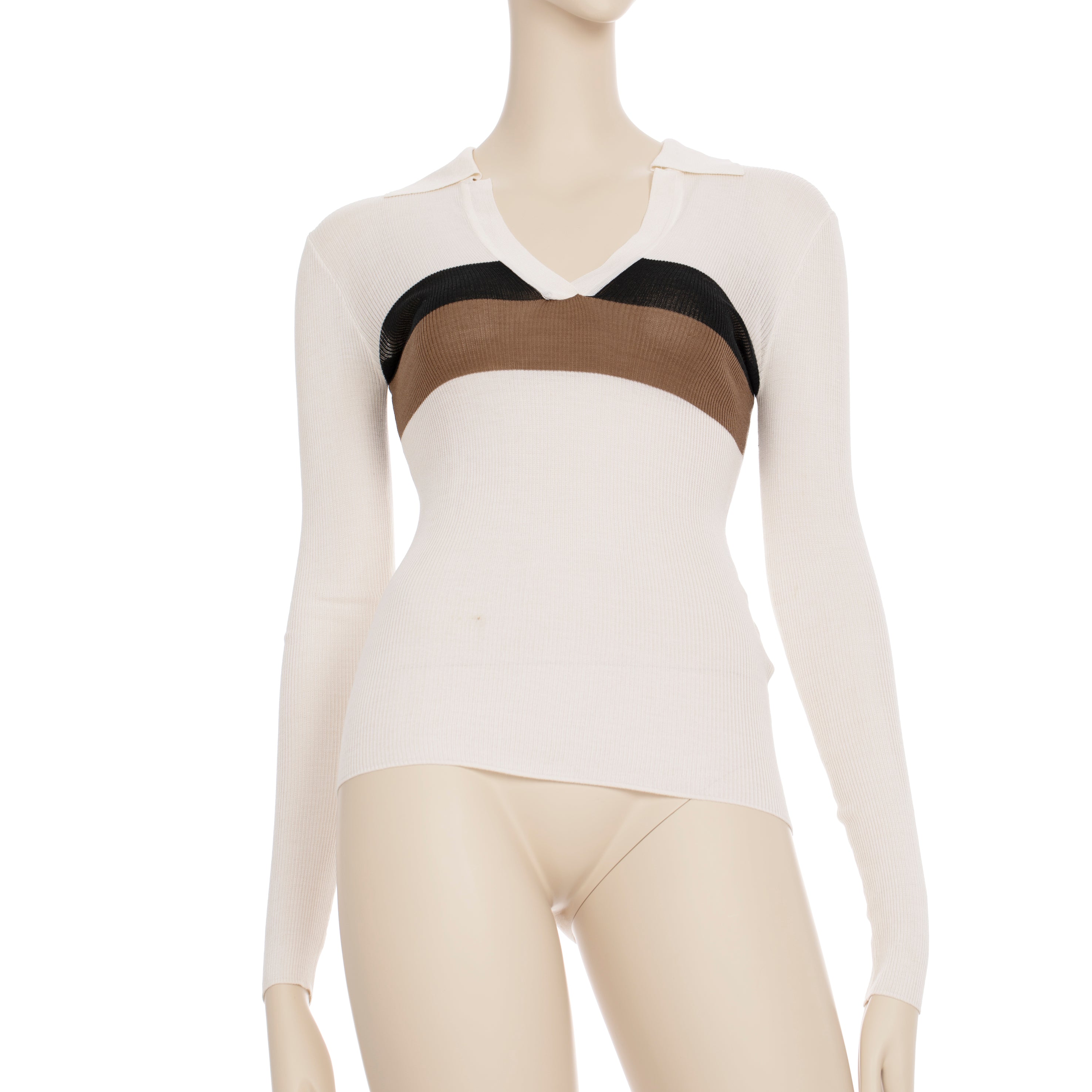 Fendi White Knit Long Sleeve Top 36 IT