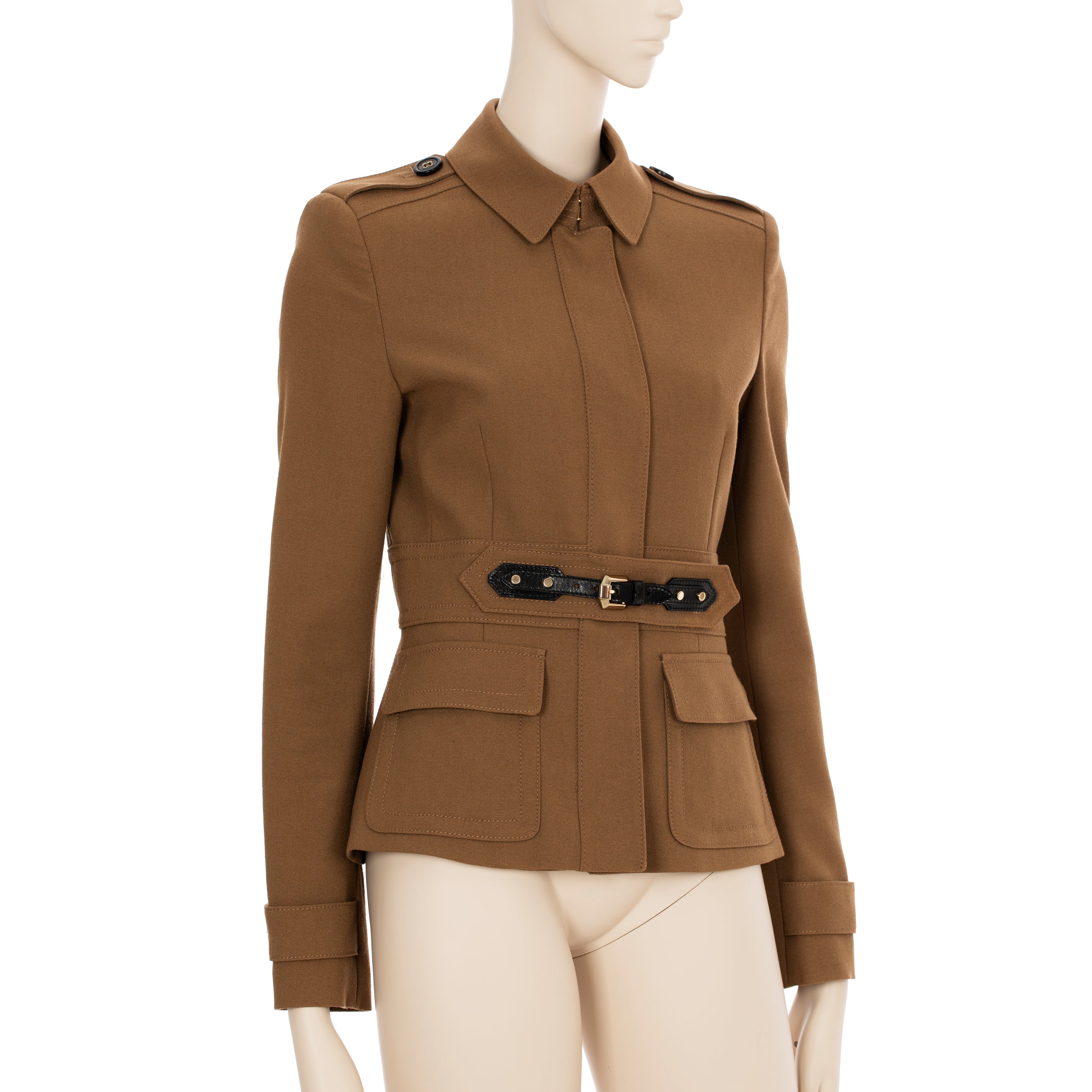 Burberry Cropped Brown Jacket Leather Details 36 IT