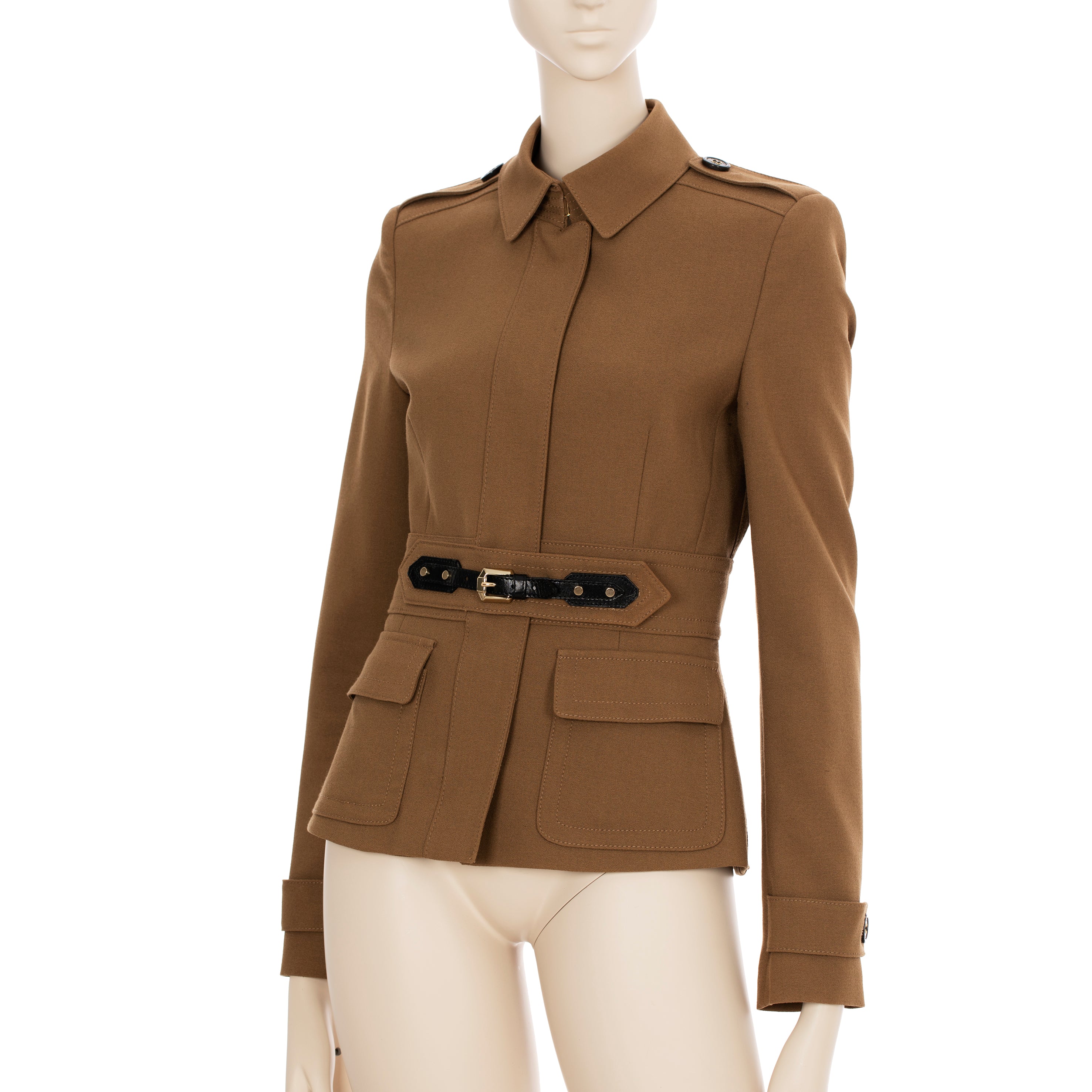 Burberry Cropped Brown Jacket Leather Details 36 IT