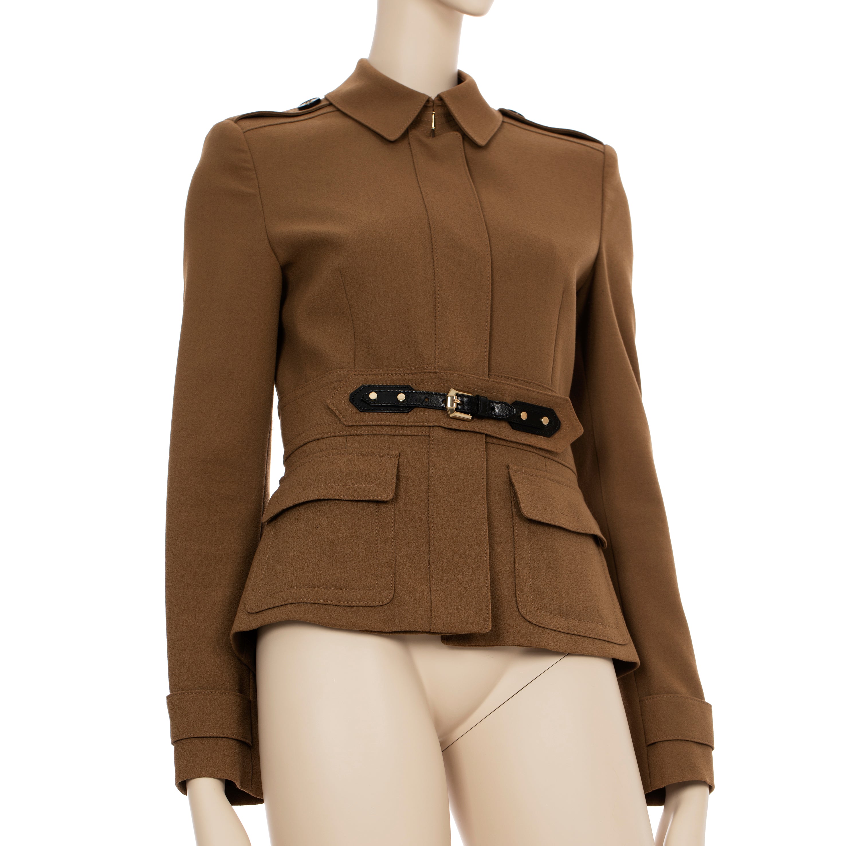 Burberry Cropped Brown Jacket Leather Details 36 IT