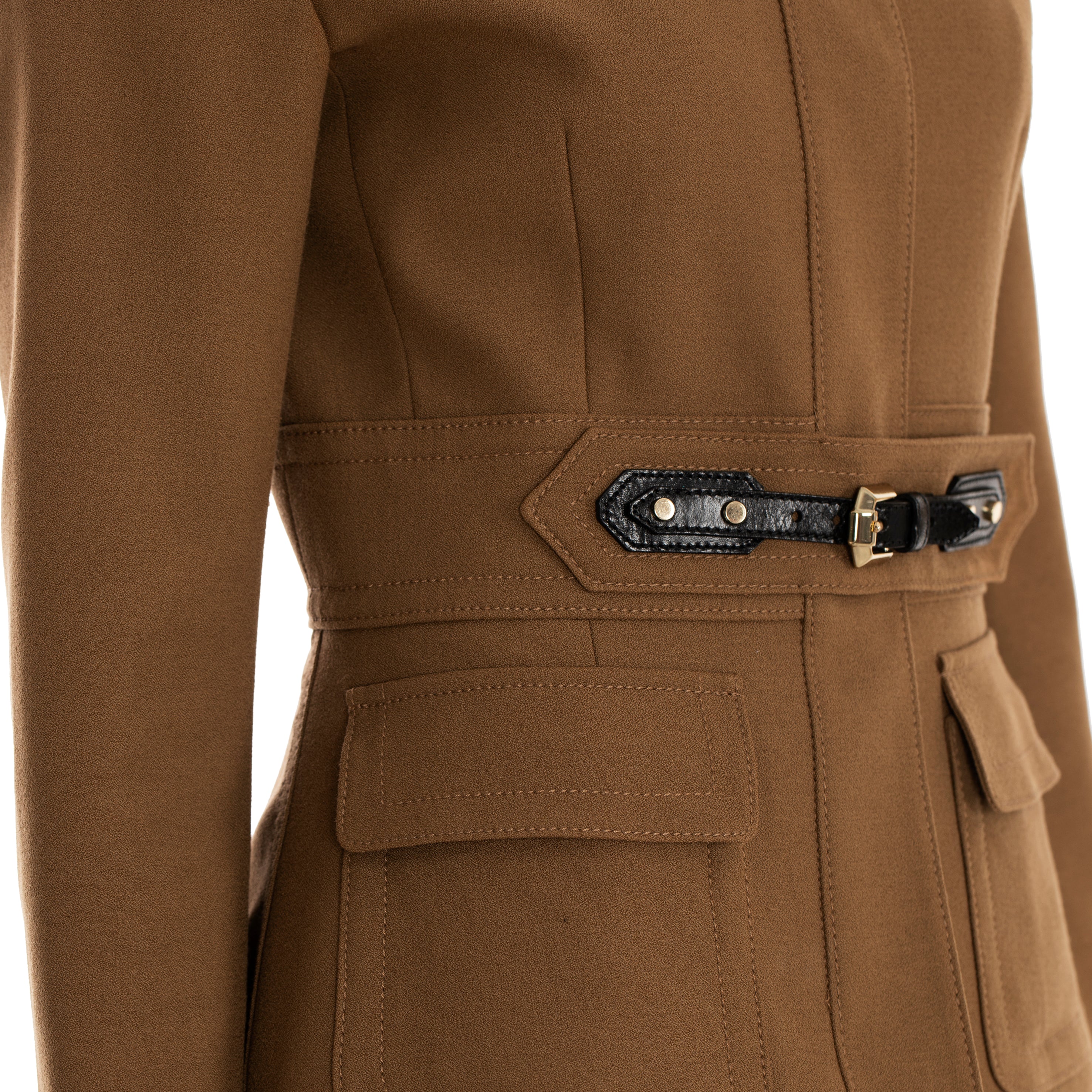 Burberry Cropped Brown Jacket Leather Details 36 IT