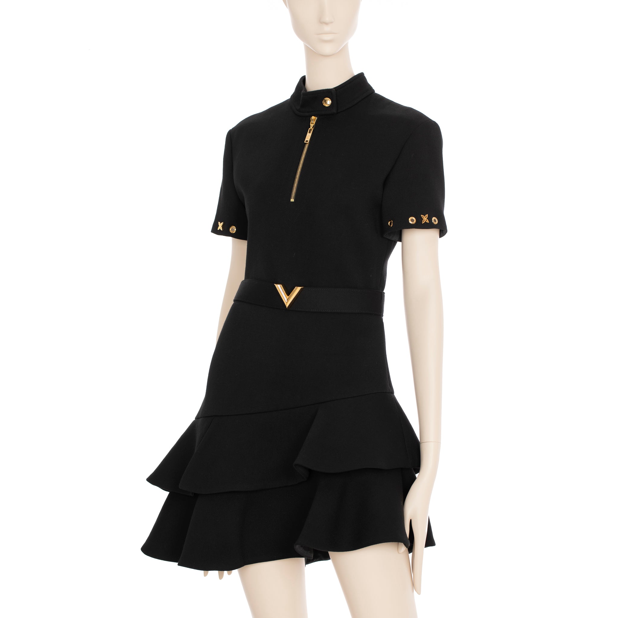 Louis Vuitton Black Dress With Peplum Skirt 36 FR