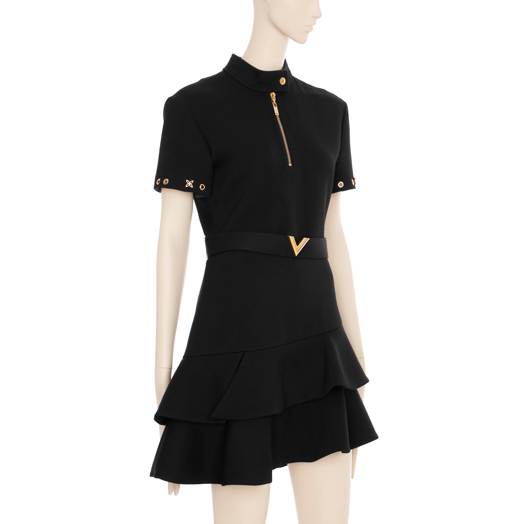 Louis Vuitton Black Dress With Peplum Skirt 36 FR