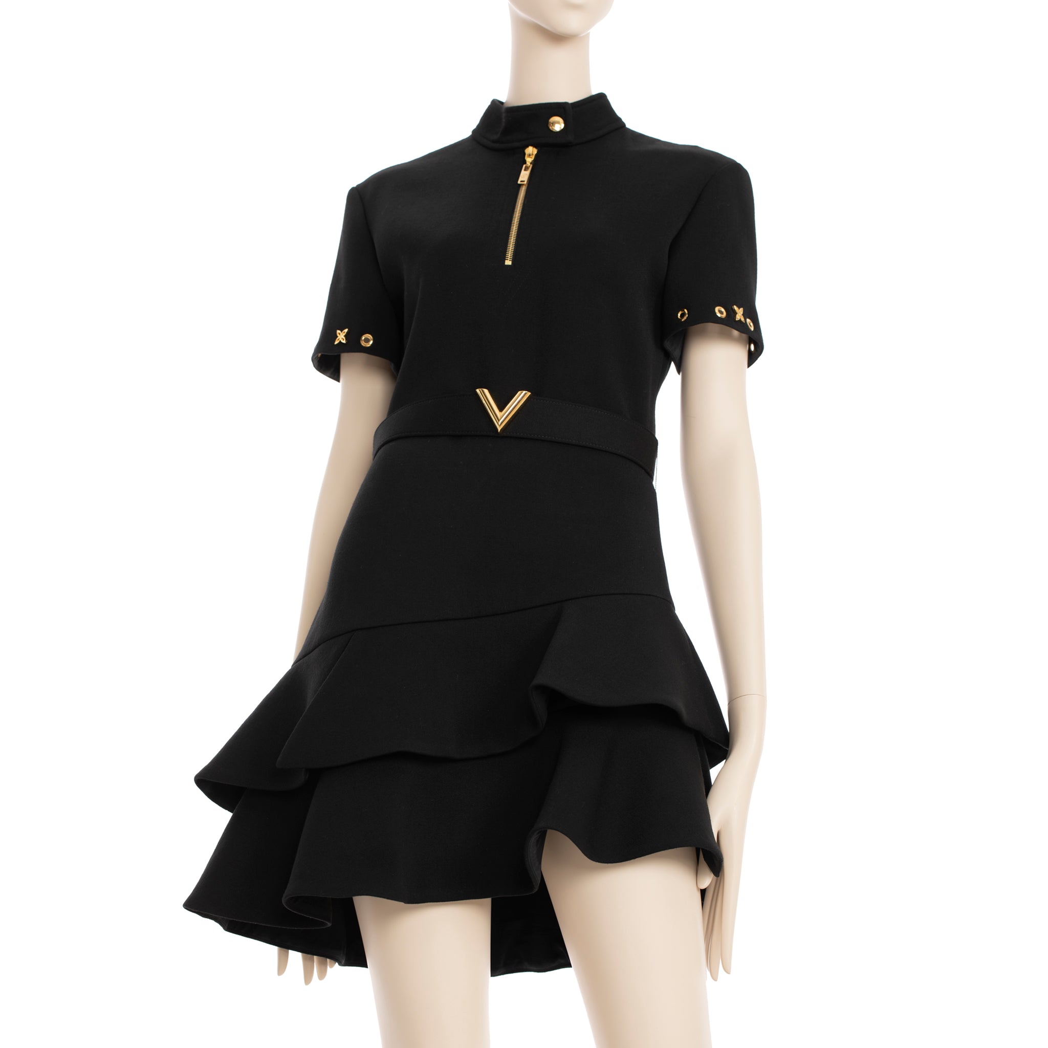 Louis Vuitton Black Dress With Peplum Skirt 36 FR