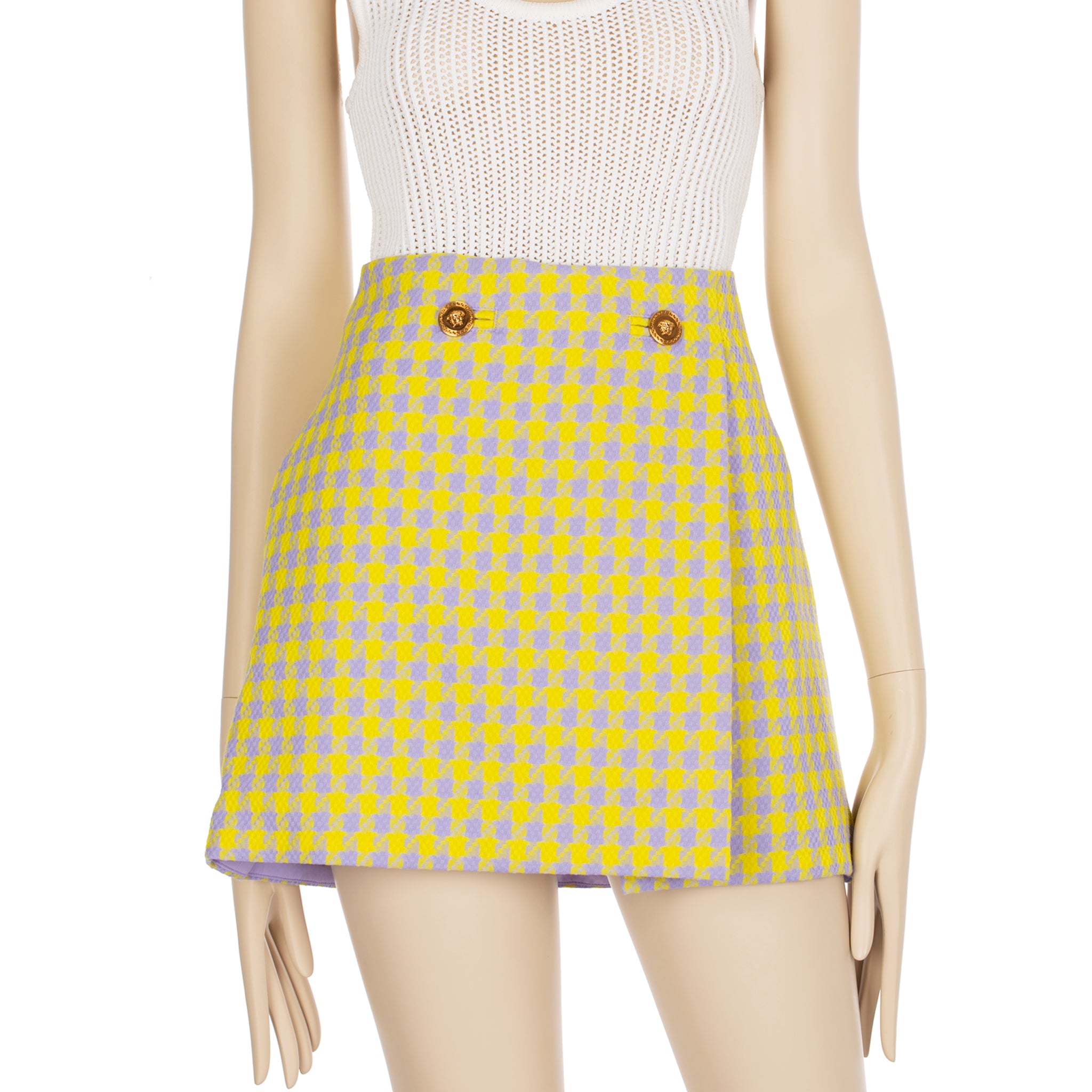 Versace Tweed Lilac & Yellow Skirt 38 IT