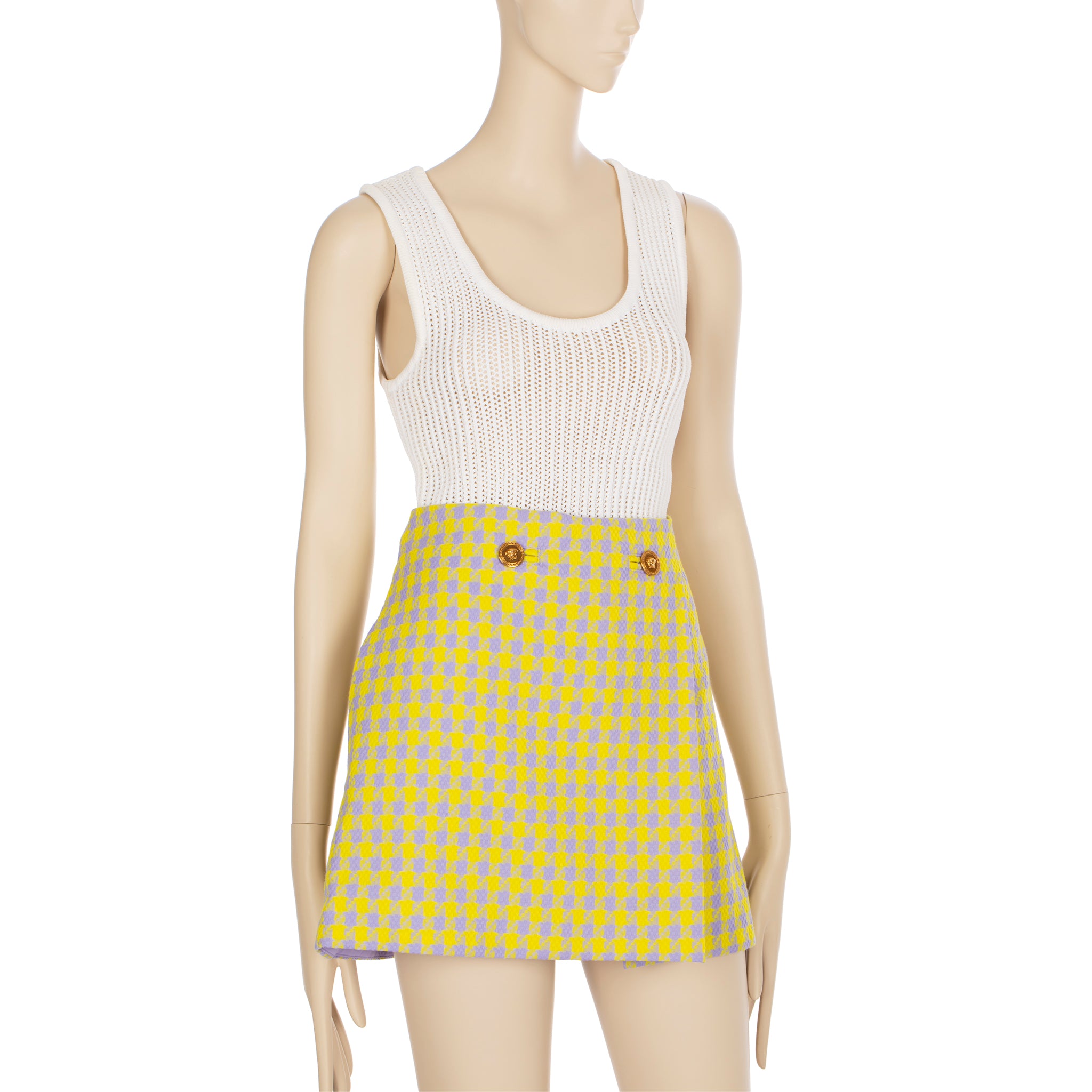 Versace Tweed Lilac & Yellow Skirt 38 IT