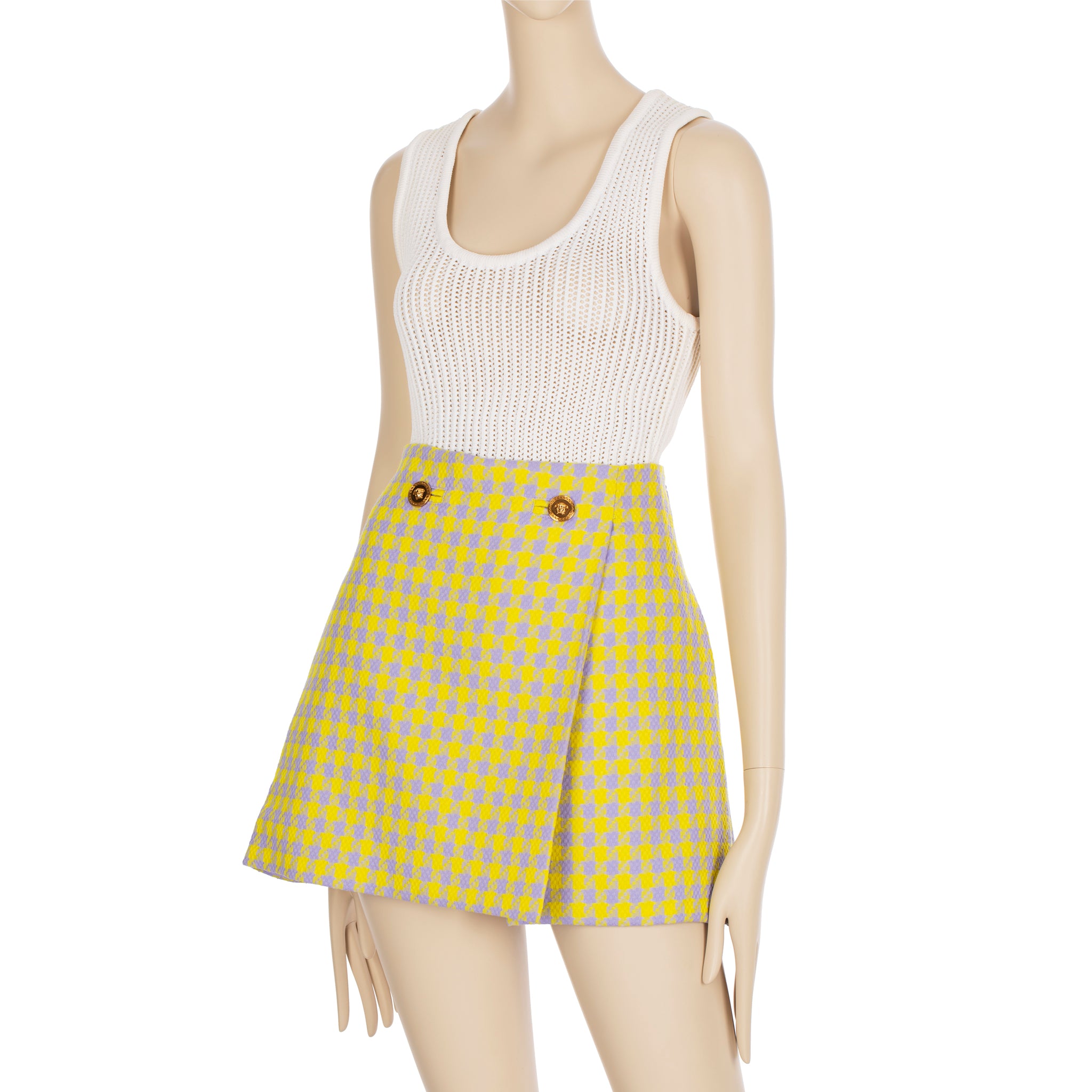 Versace Tweed Lilac & Yellow Skirt 38 IT