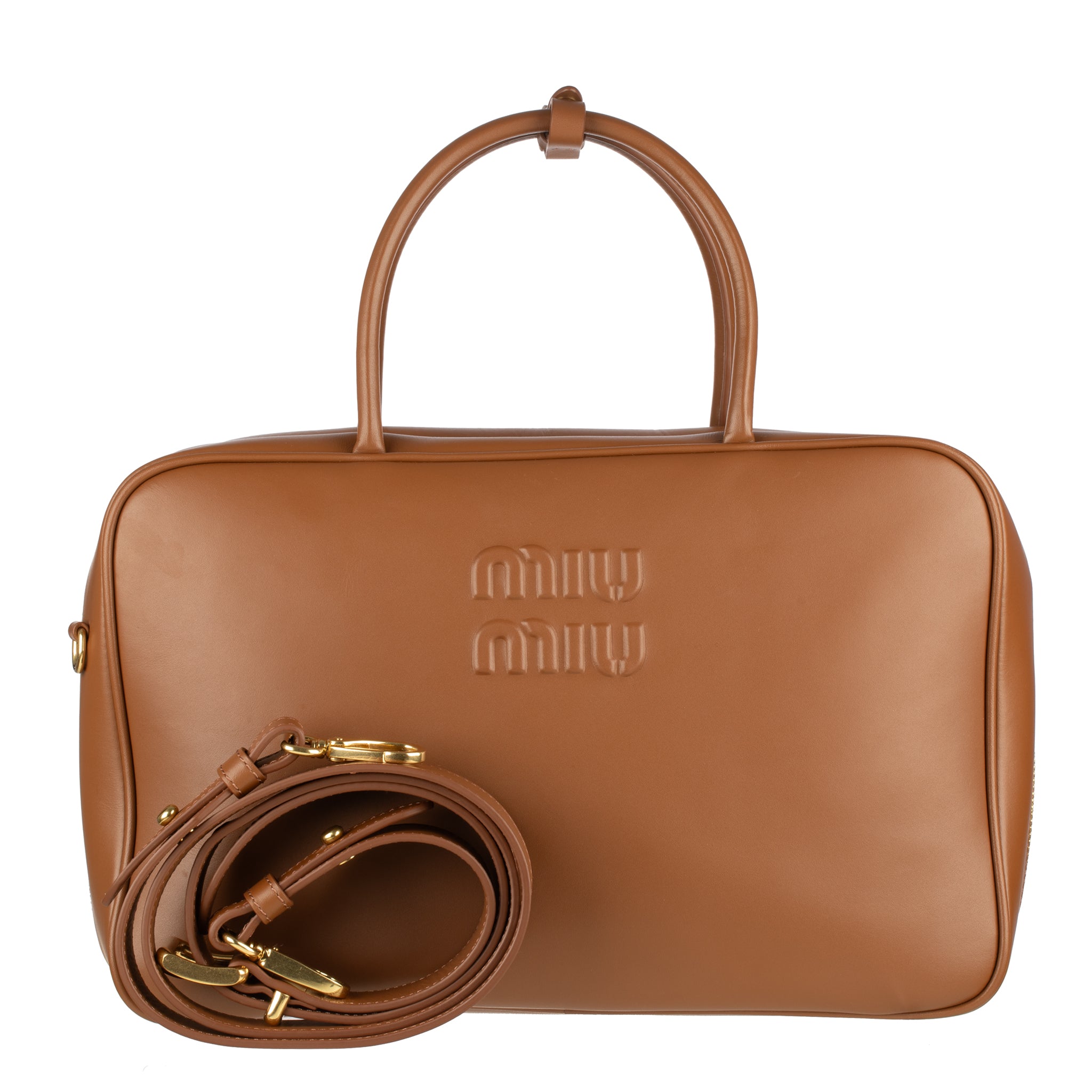 Miu Miu Cognac Leather Beau Bag