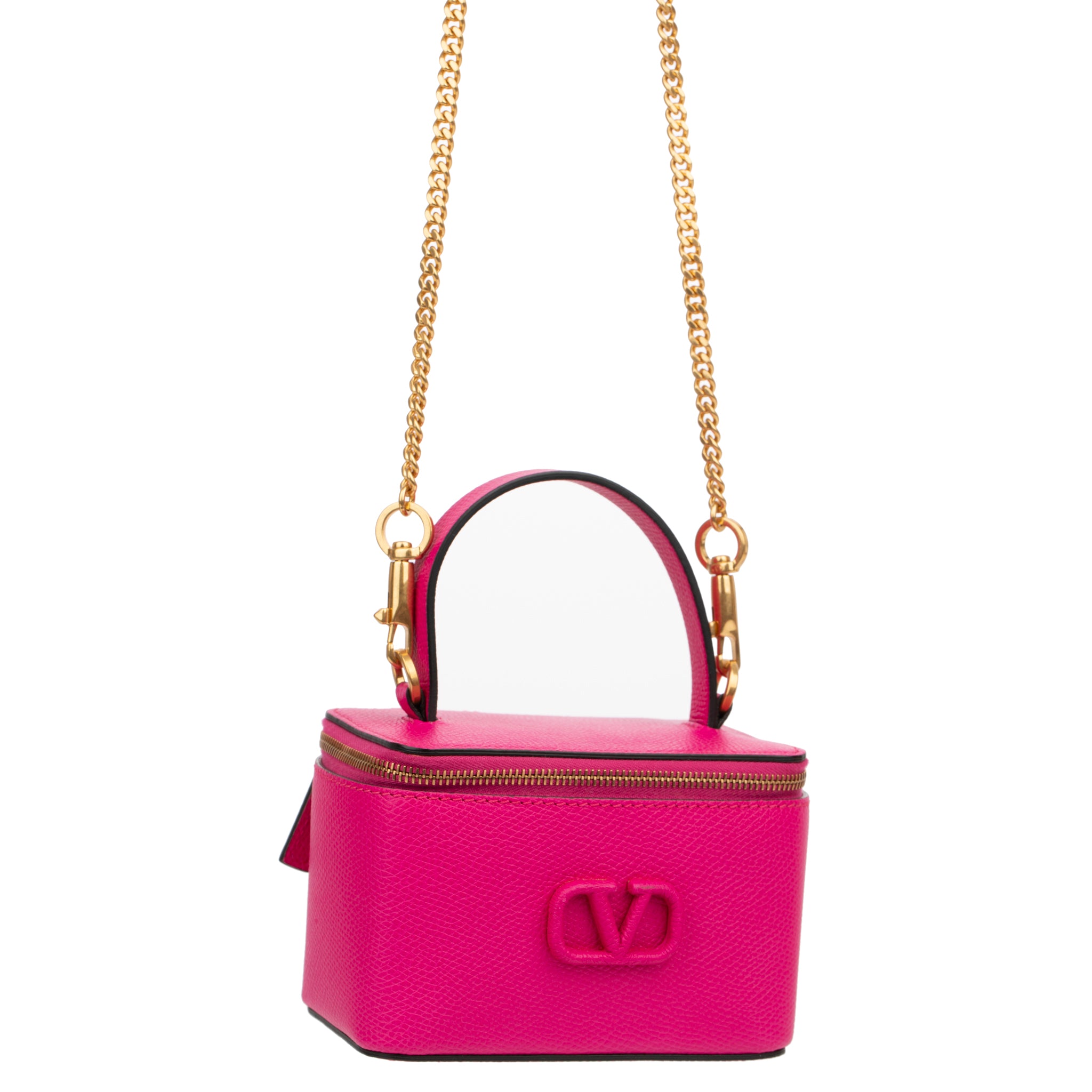 Valentino Pink Vsling Vanity Case With Gold Tone Hardware