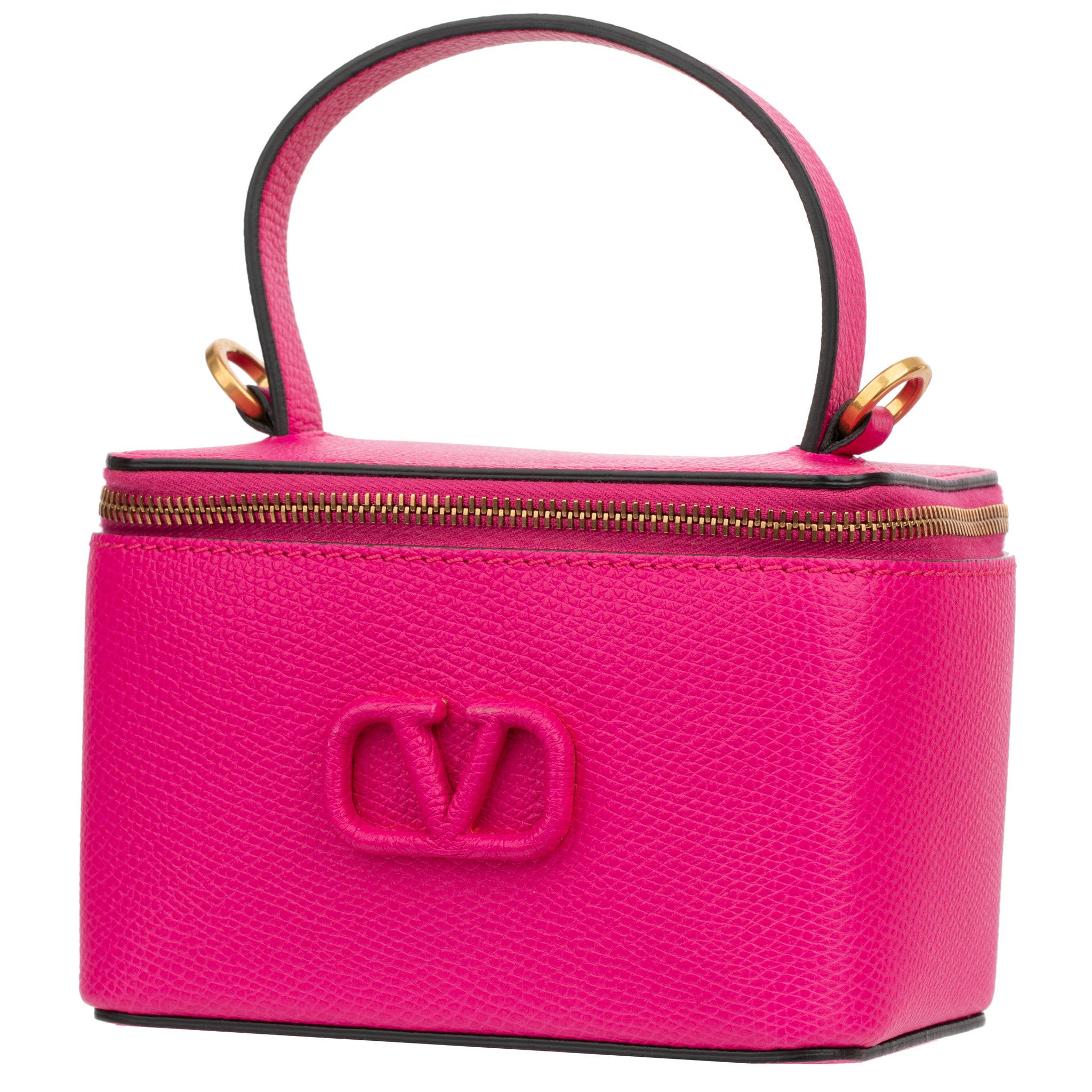 Valentino Pink Vsling Vanity Case With Gold Tone Hardware