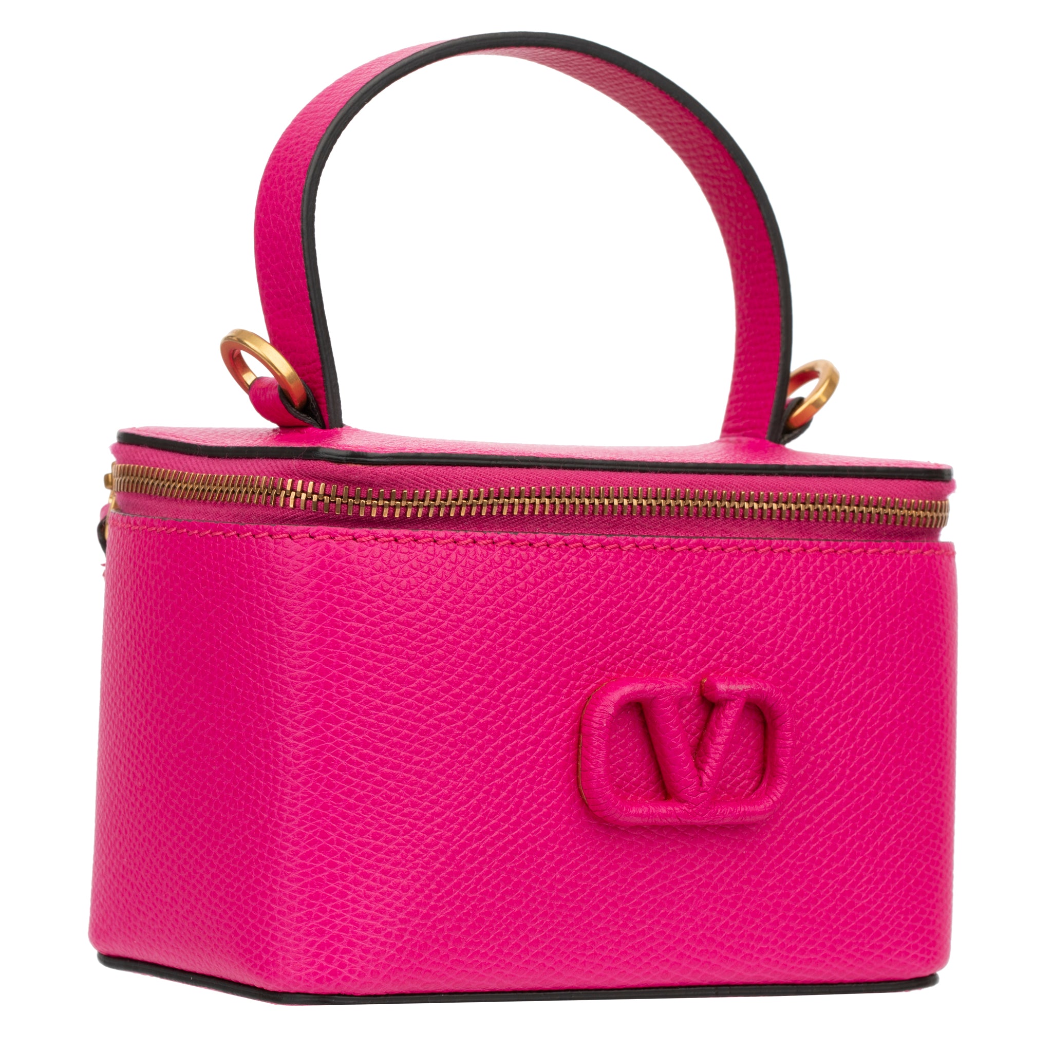 Valentino Pink Vsling Vanity Case With Gold Tone Hardware