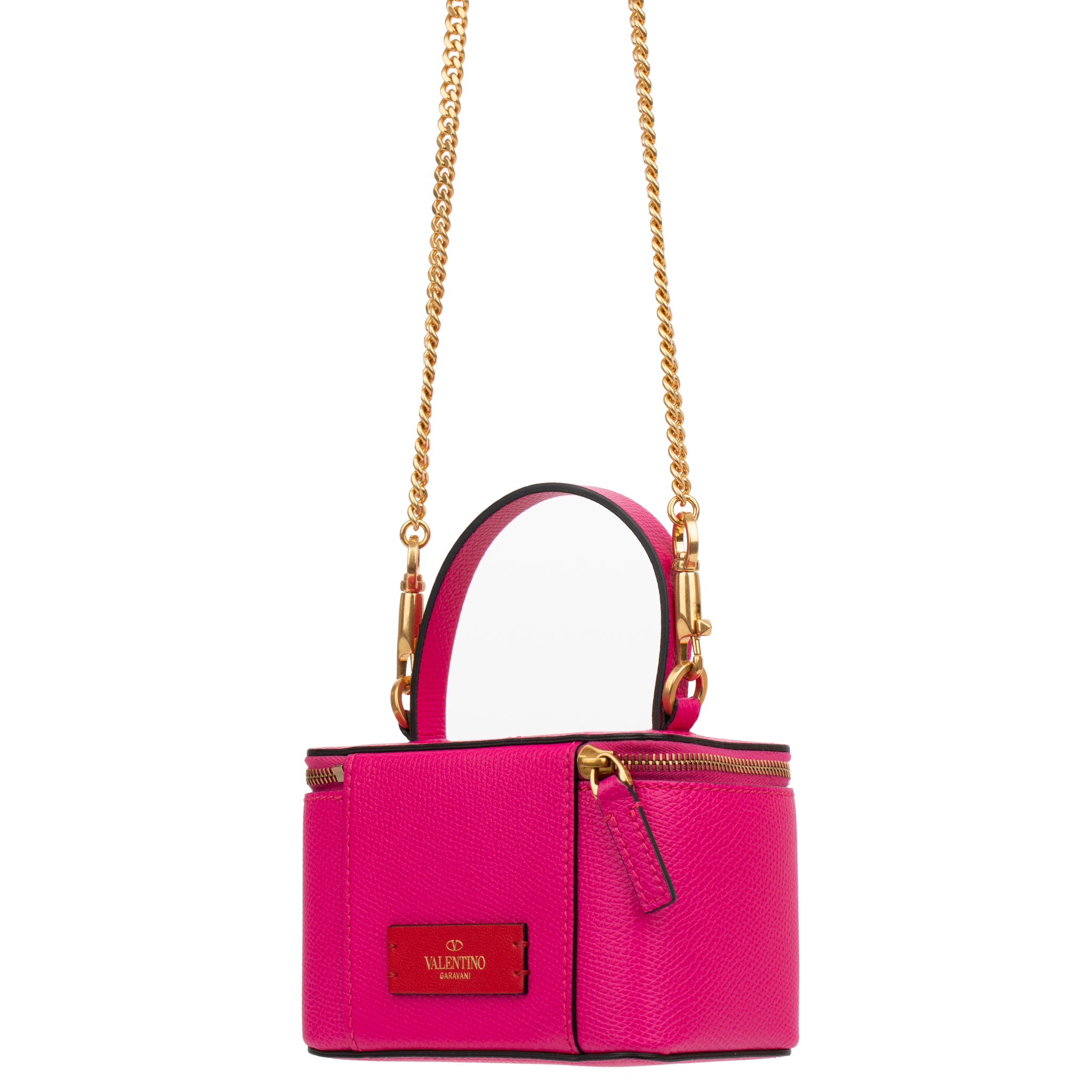 Valentino Pink Vsling Vanity Case With Gold Tone Hardware