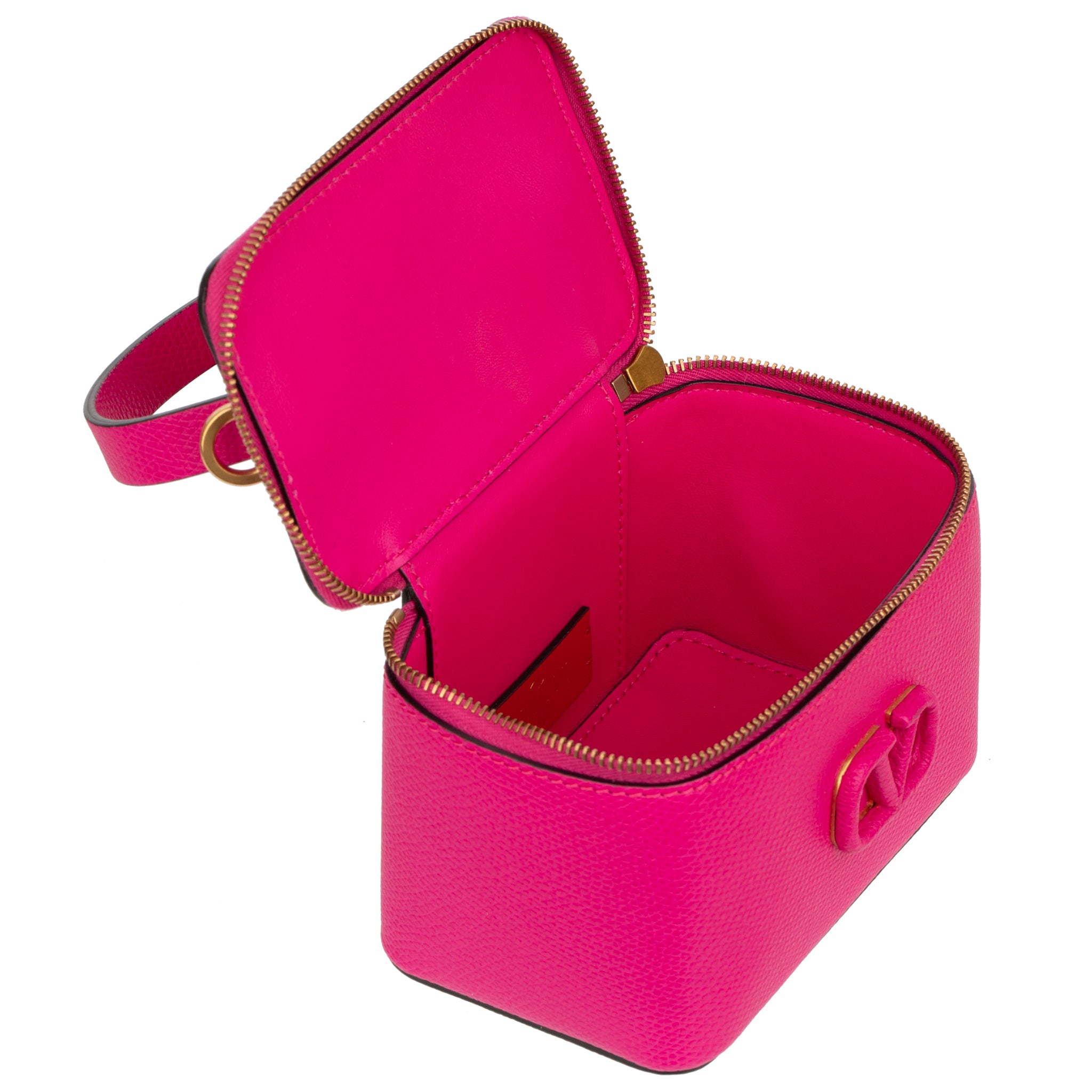 Valentino Pink Vsling Vanity Case With Gold Tone Hardware