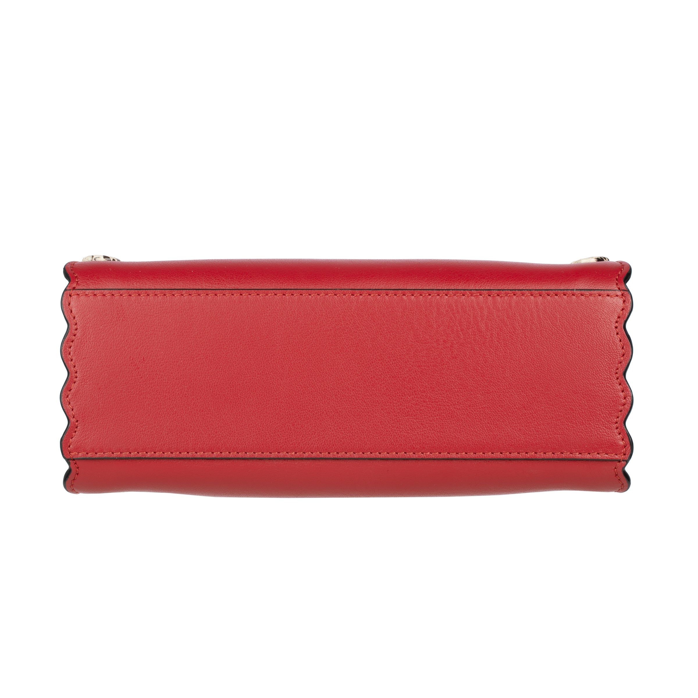 Fendi Red Leather & Snake Skin Eyelet Trim Mini Peekaboo