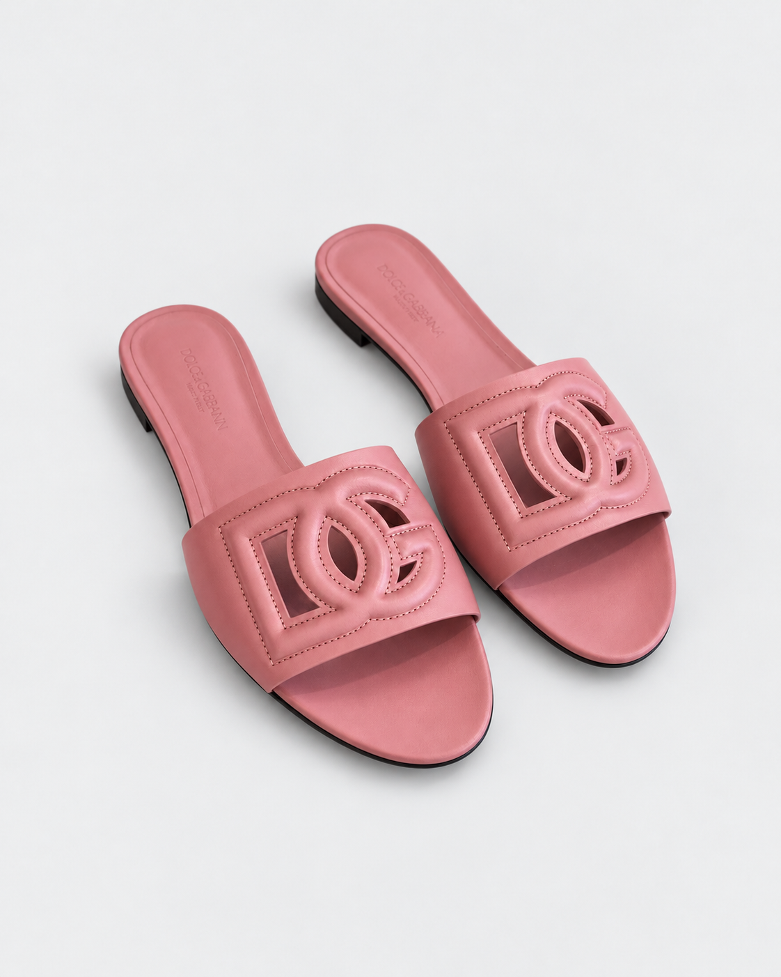Dolce & Gabbana Pink DG Logo Cut Out Slides | Size 38