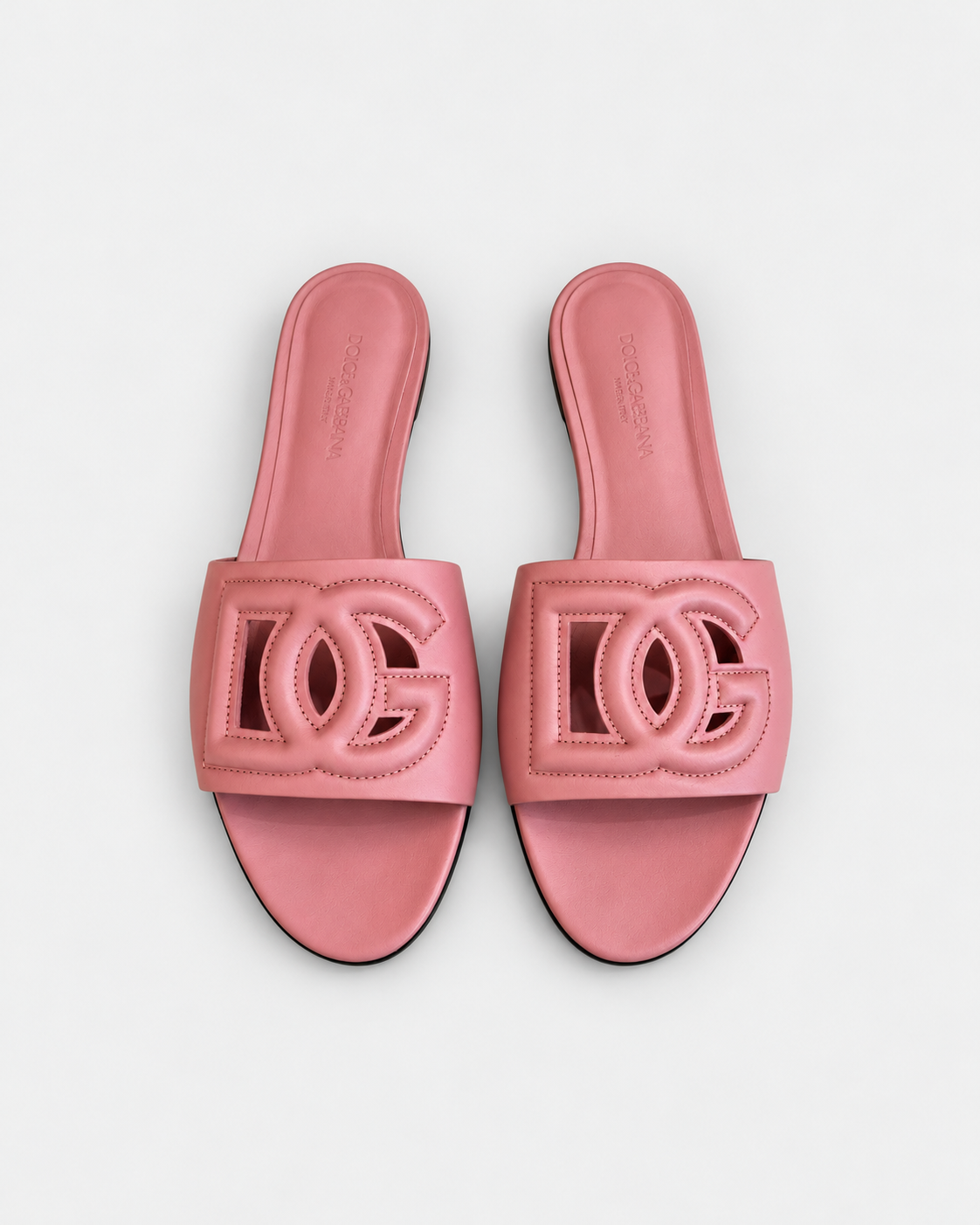 Dolce & Gabbana Pink DG Logo Cut Out Slides | Size 38