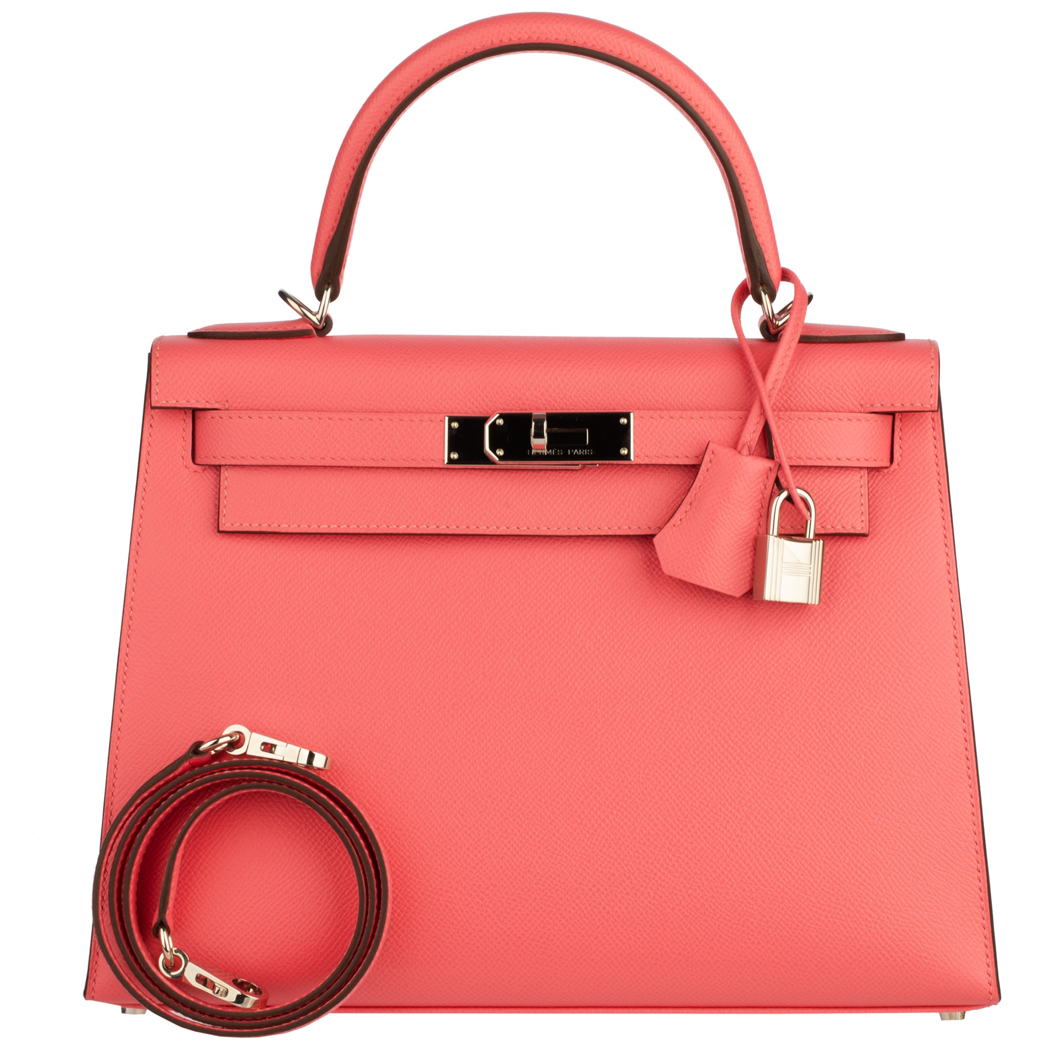 Hermes Kelly 28cm Rose Azalee Epsom Leather Palladium Hardware