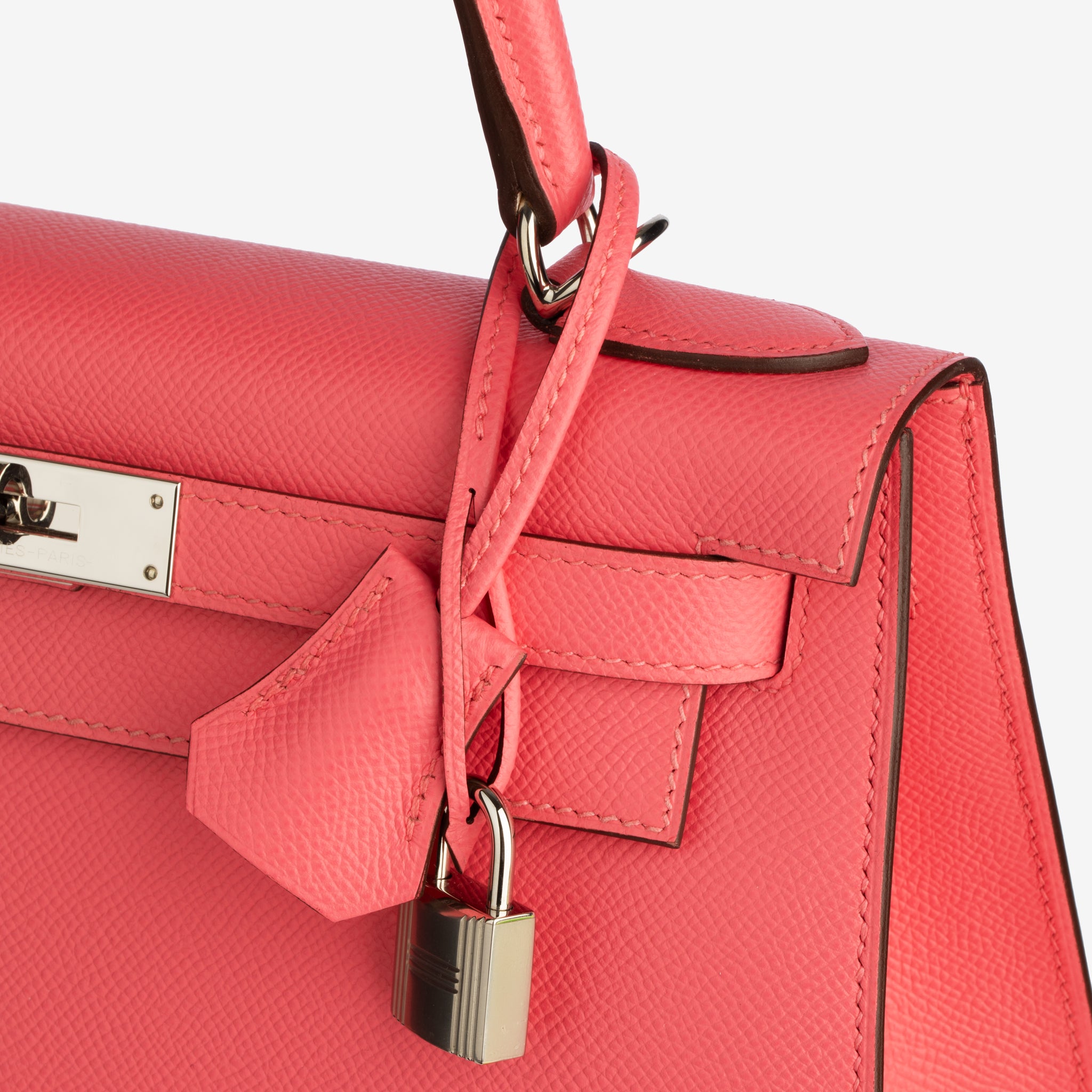 Hermes Kelly 28cm Rose Azalee Epsom Leather Palladium Hardware