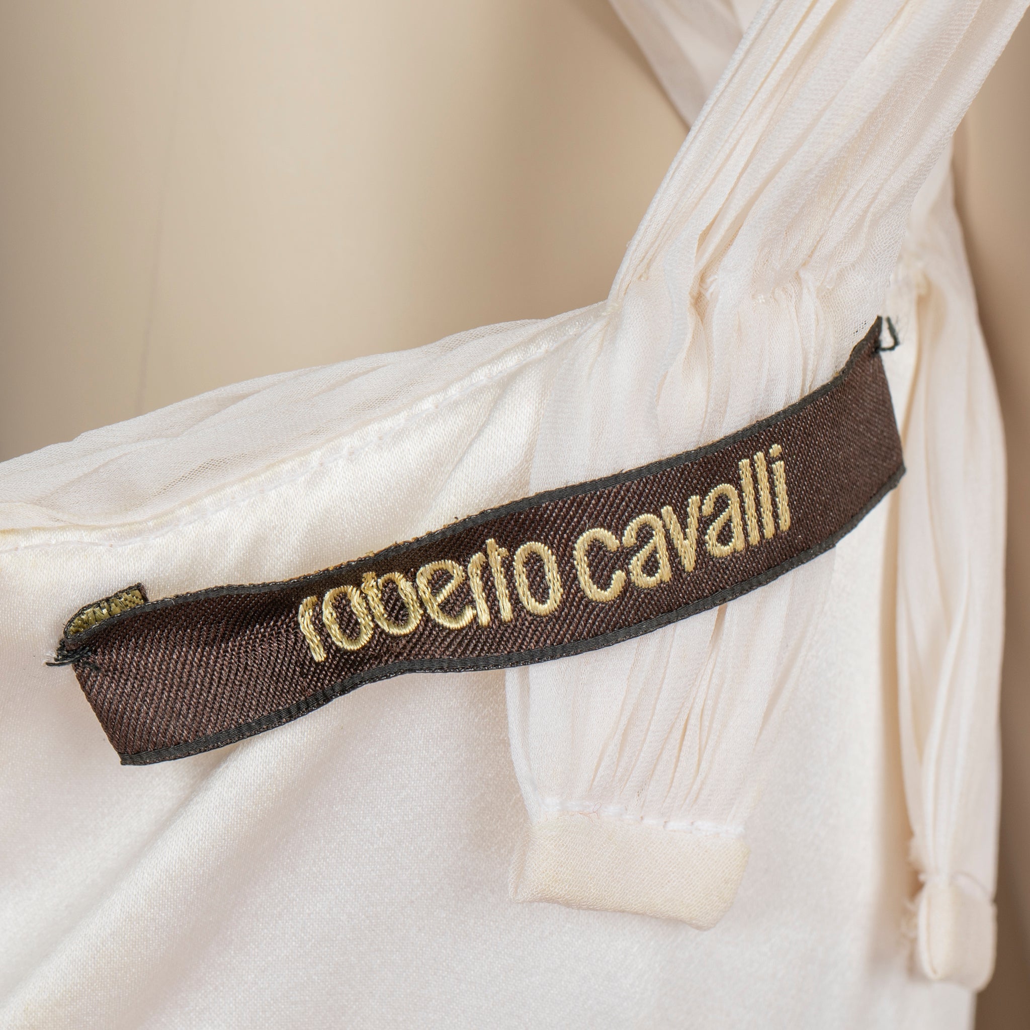 Roberto Cavalli Ivory Gown with Crystal Details 38 IT