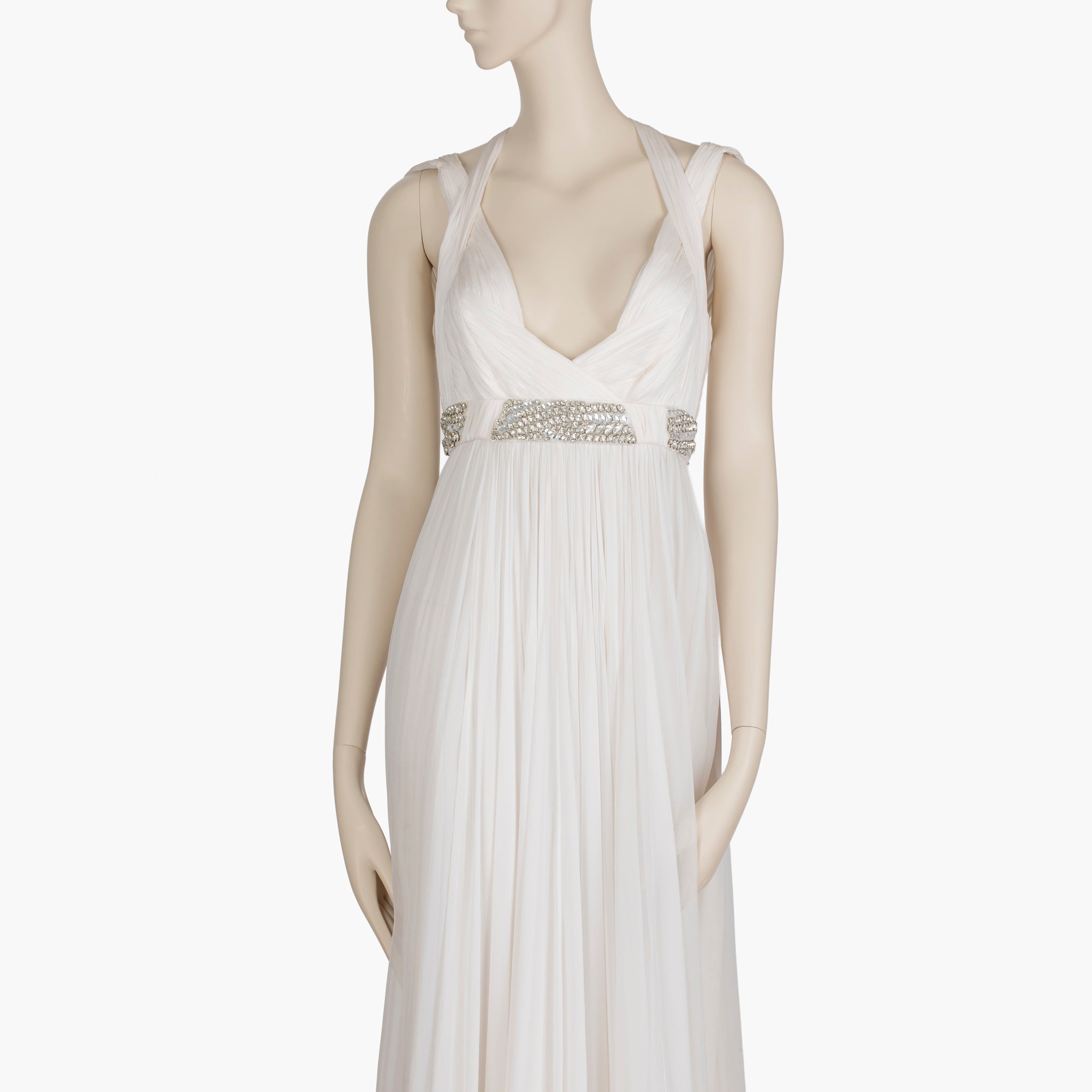 Roberto Cavalli Ivory Gown with Crystal Details 38 IT