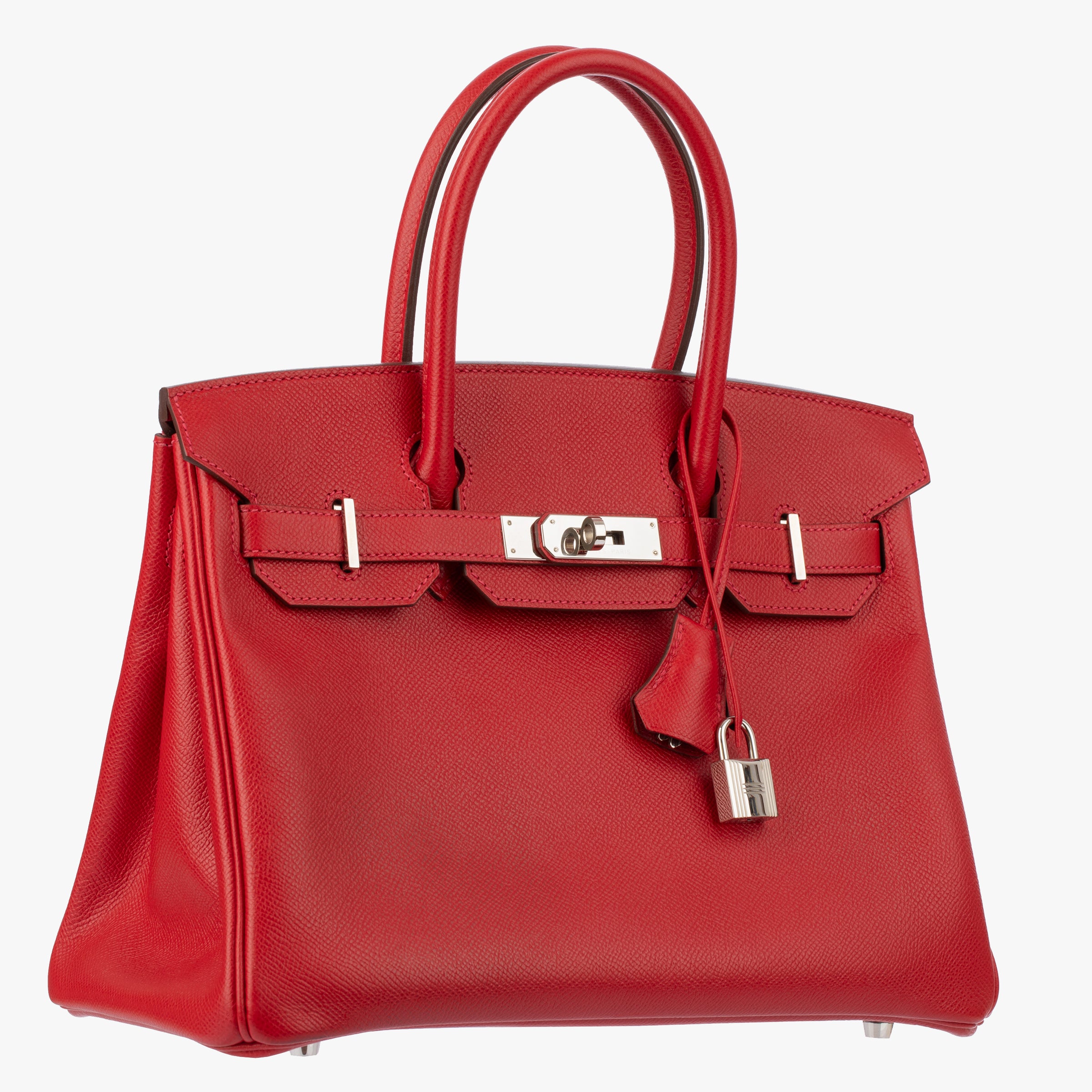 Hermes Birkin 30cm Rouge Casaque Epsom Leather Palladium Hardware
