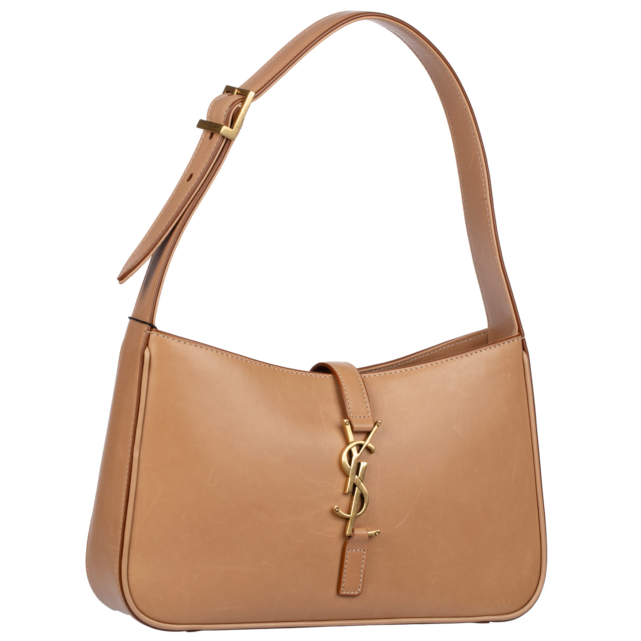Yves Saint Laurent Le 5 à 7 Hobo Bag Smooth Tan Leather Gold Tone Hardware