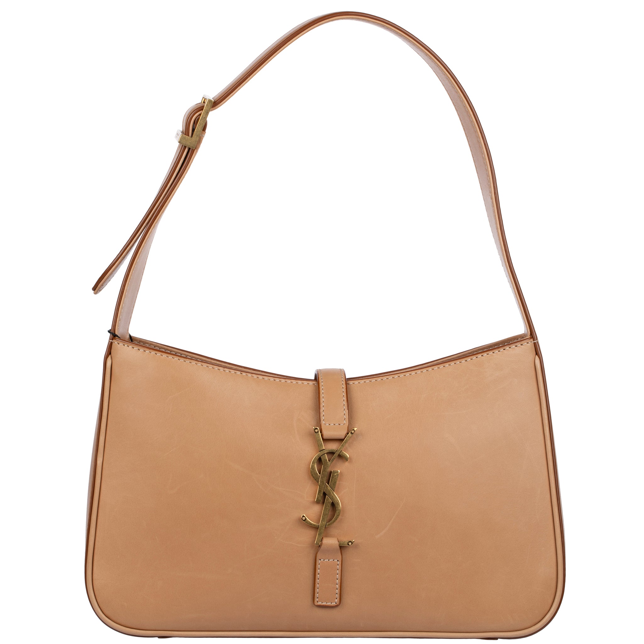 Yves Saint Laurent Le 5 à 7 Hobo Bag Smooth Tan Leather Gold Tone Hardware